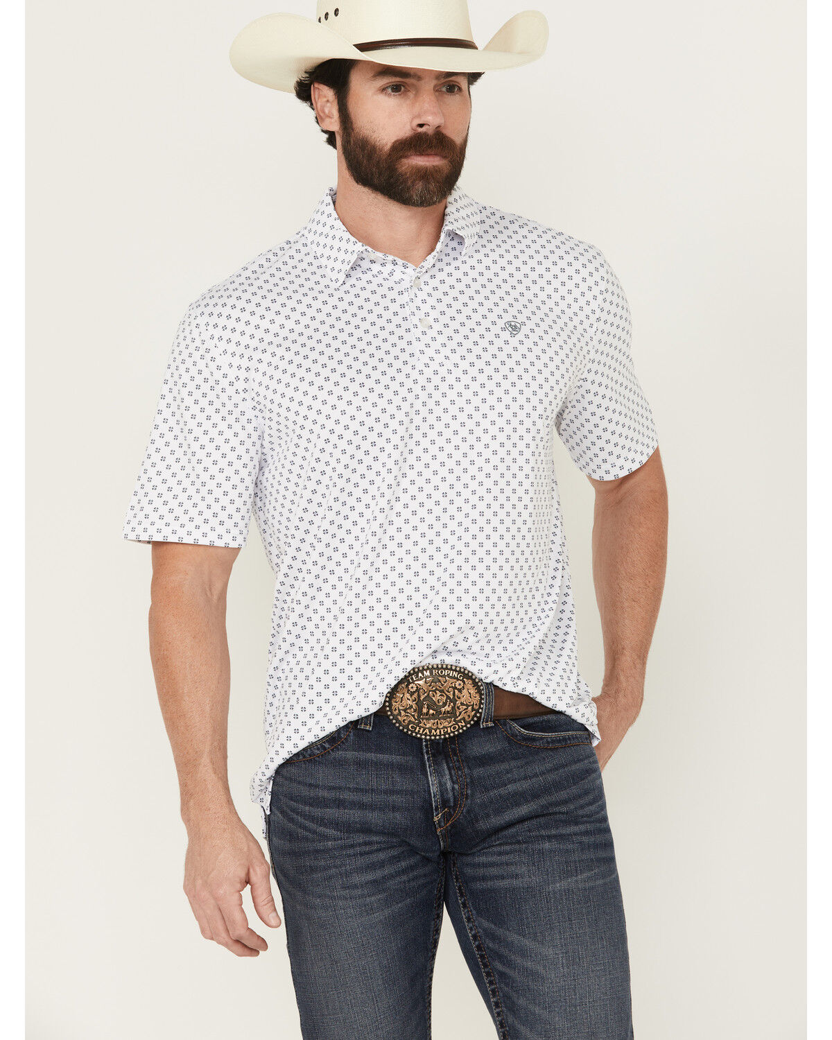 Men's Ariat Geo Print Short Sleeve Polo