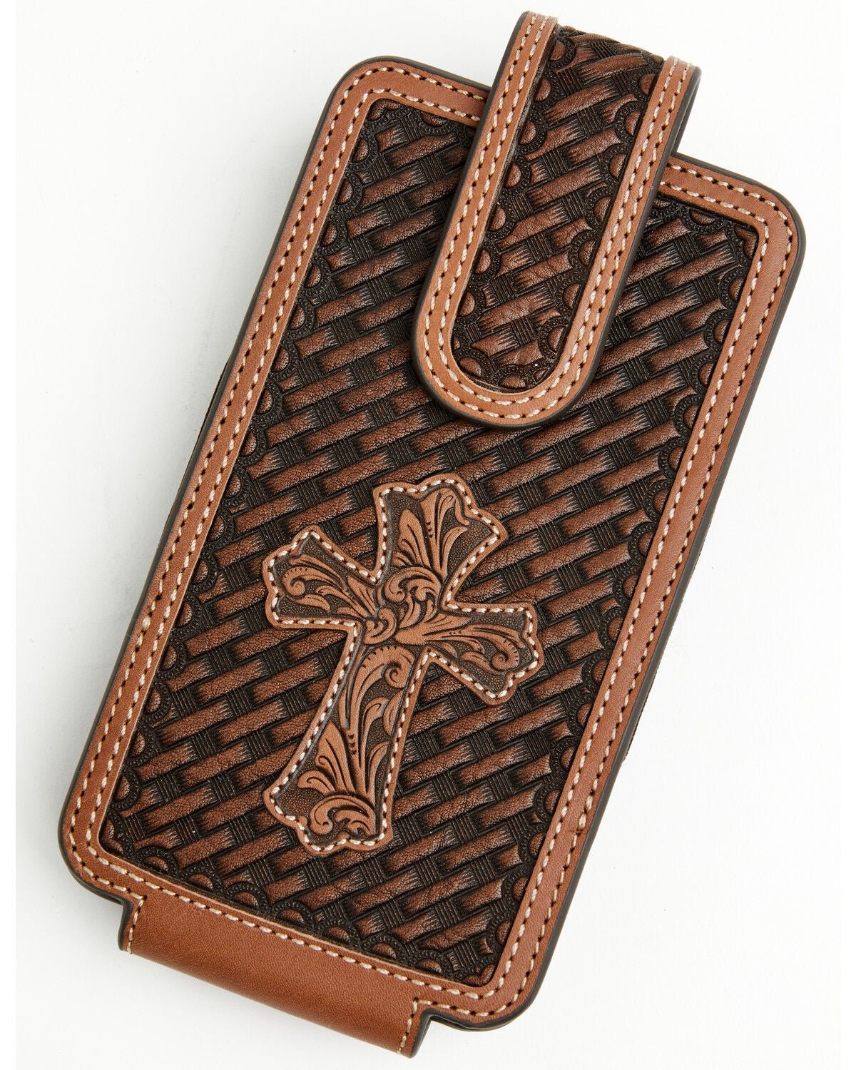 Men's Cody James Wells Basketweave Cross Leather Cell Phone Case