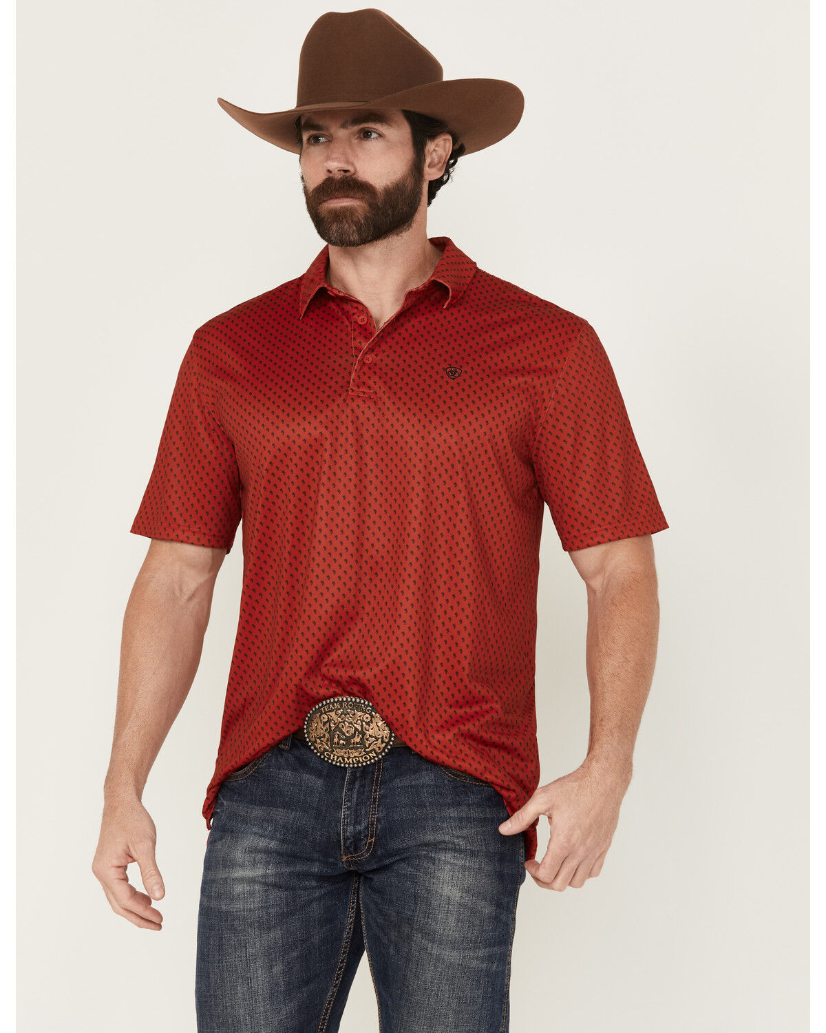 Men's Ariat Palm Tree Print Short Sleeve Polo