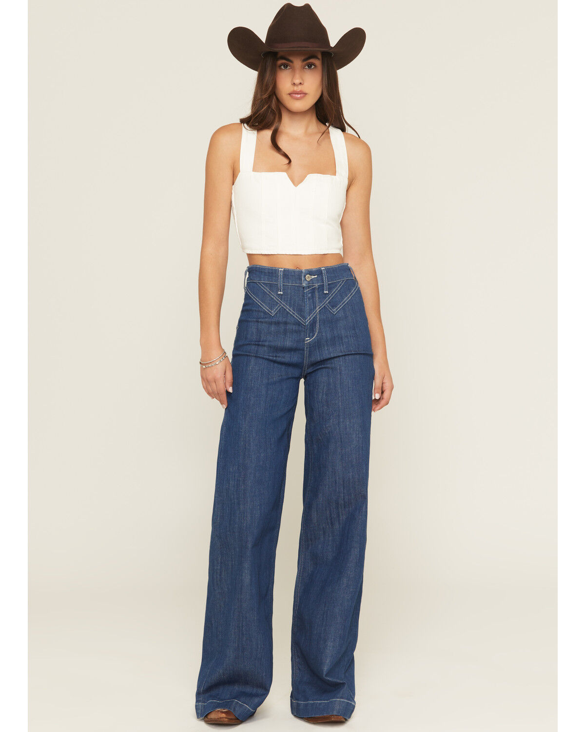 Women's Ariat Dark Wash Ultra High Rise Westie Yoke Wide Leg Stretch D