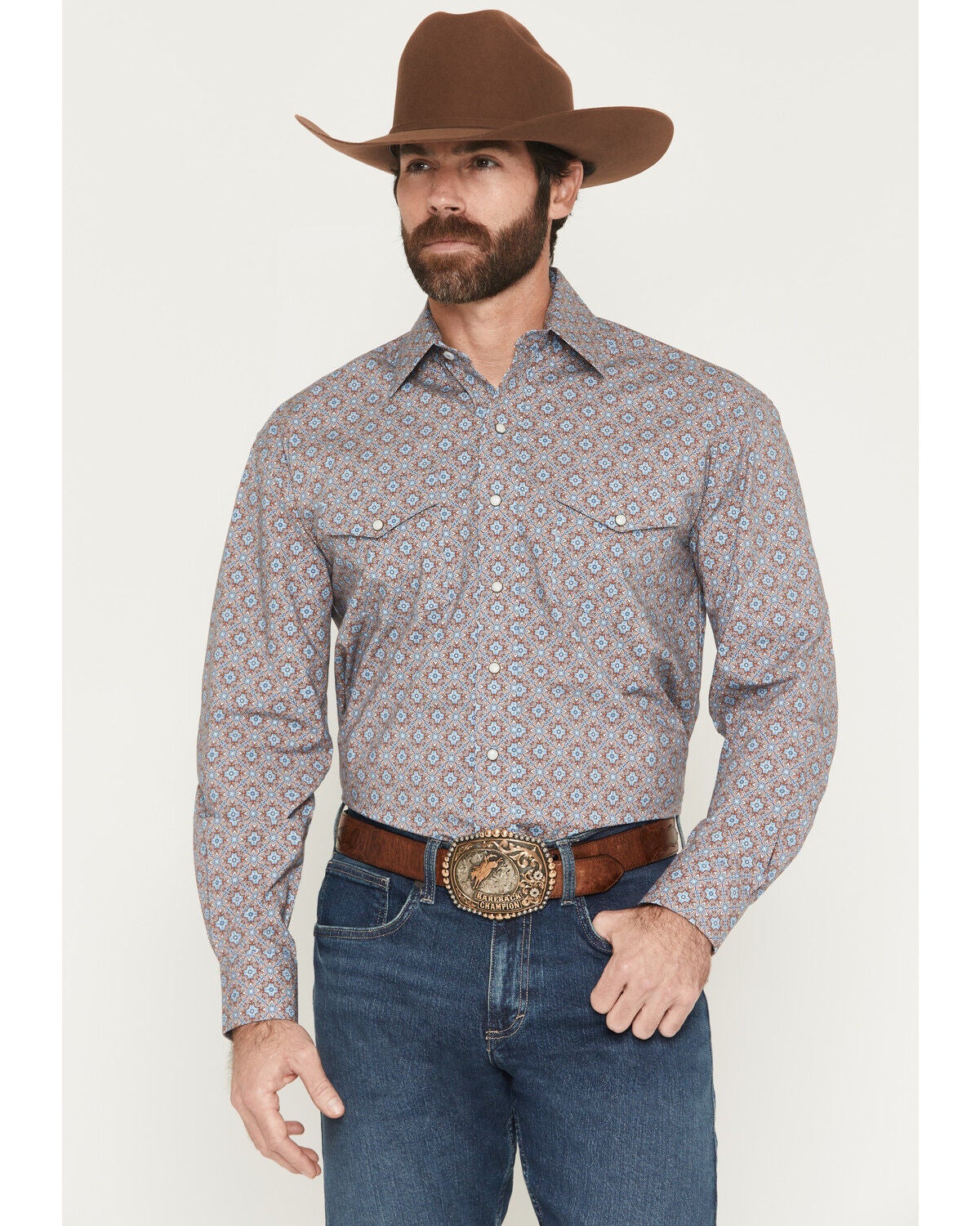 Men's Panhandle Slim Medallion Print Long Sleeve Snap Western Shirt