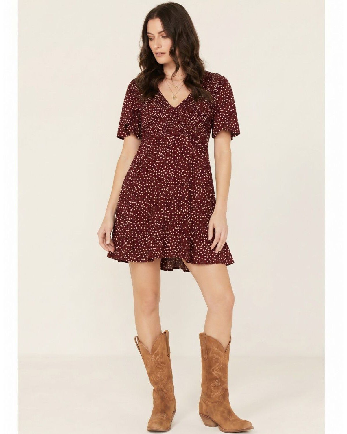 Women's Angie Polka Dot Flutter Sleeve Mini Dress