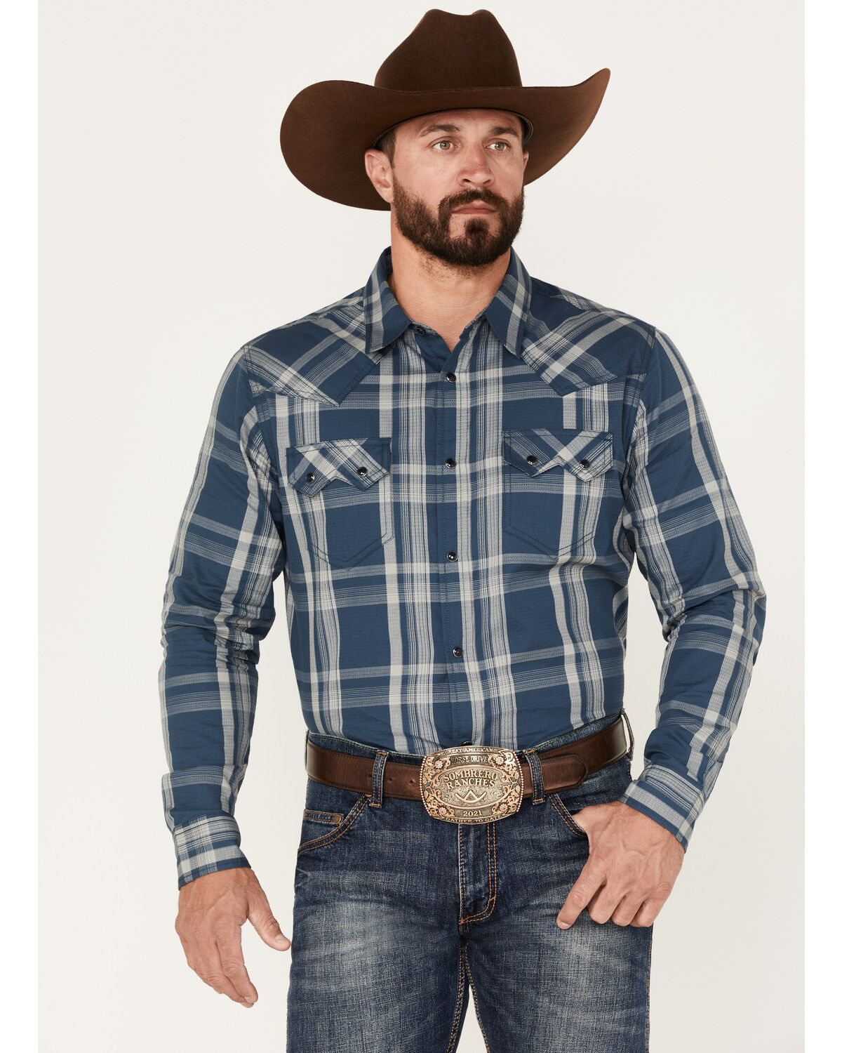 Men's Cody James Expression Large Plaid Snap Western Shirt