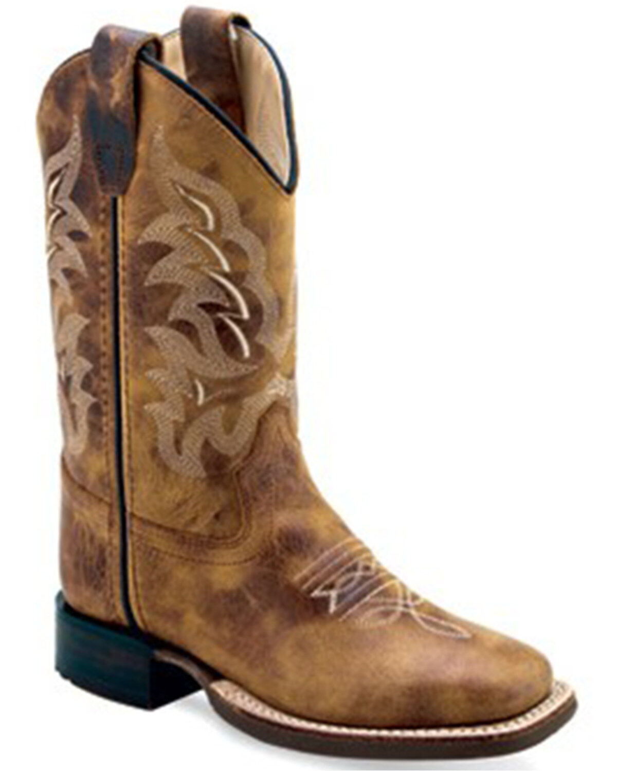 Boys' Old West Burnt Western Boots - Broad Square Toe