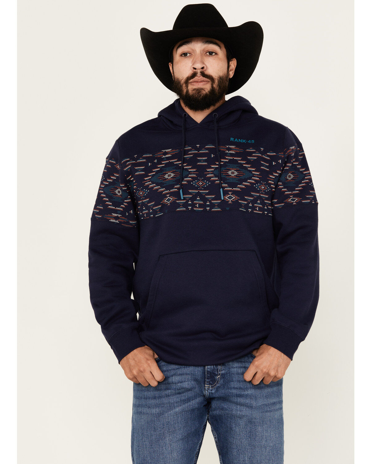 Men's RANK 45 Covebull Southwestern Print Hooded Sweatshirt