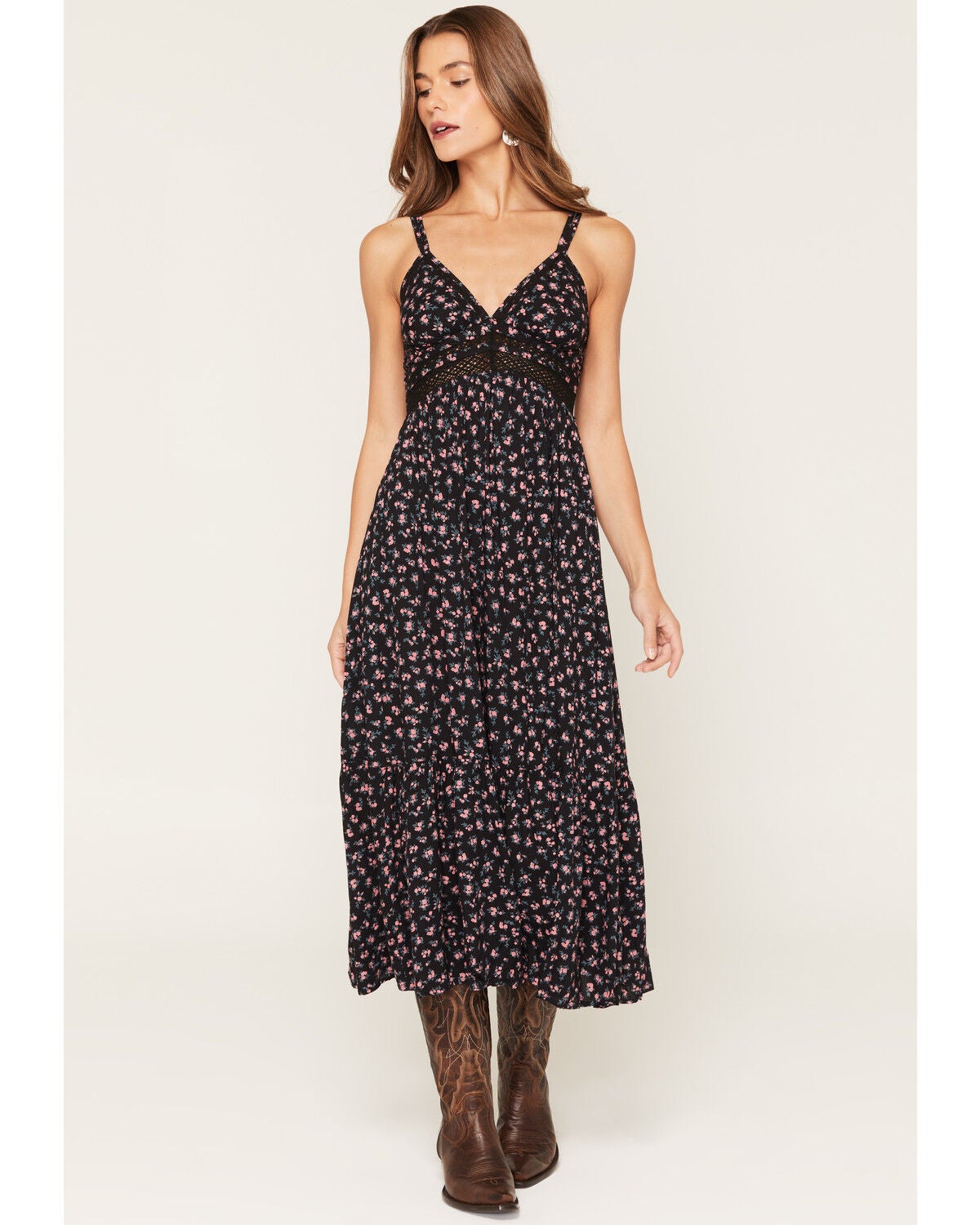 Women's Angie Floral Print Sleeveless Midi Dress