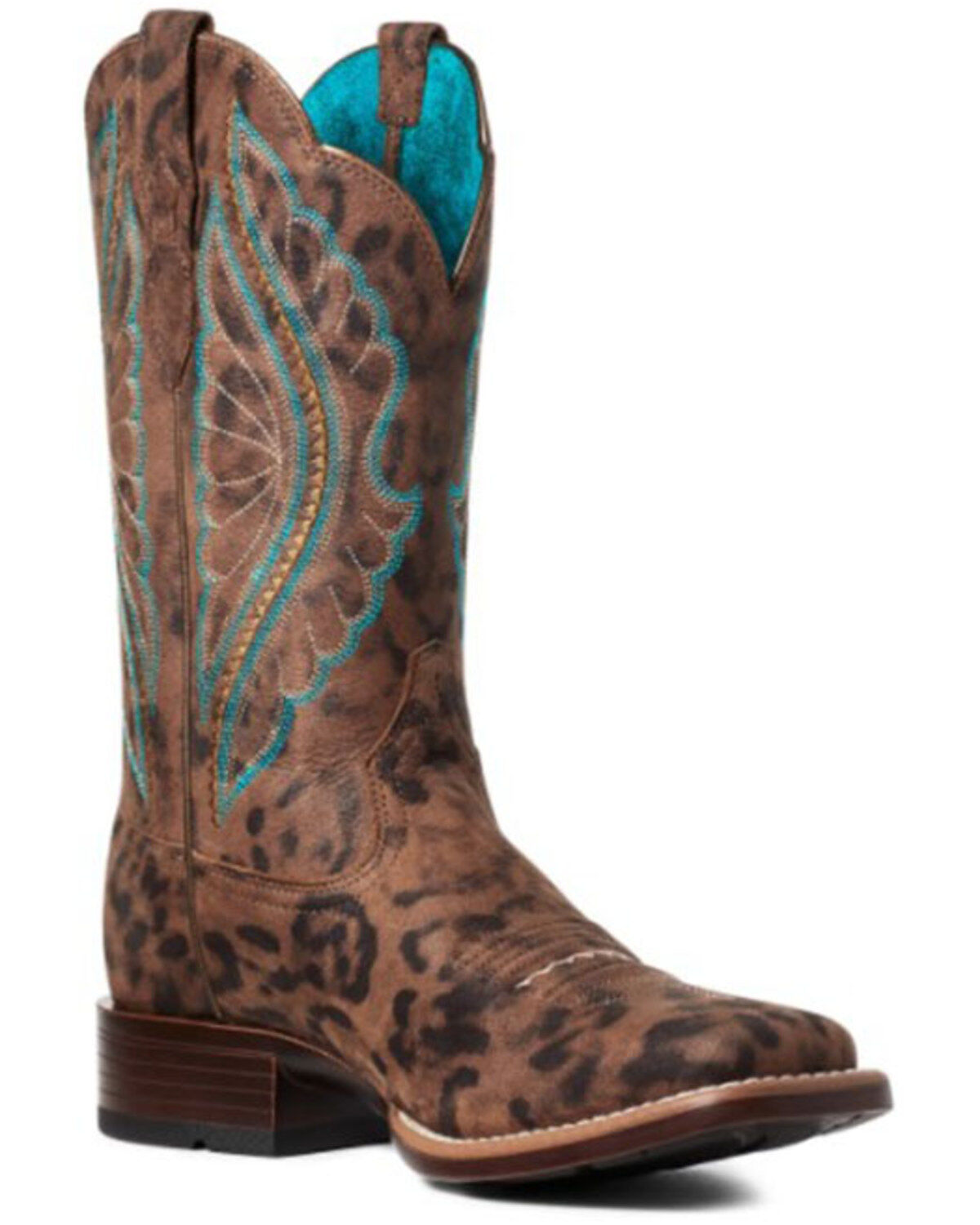 Women's Ariat Leopard Primetime Western Performance Boots - Broad Squa