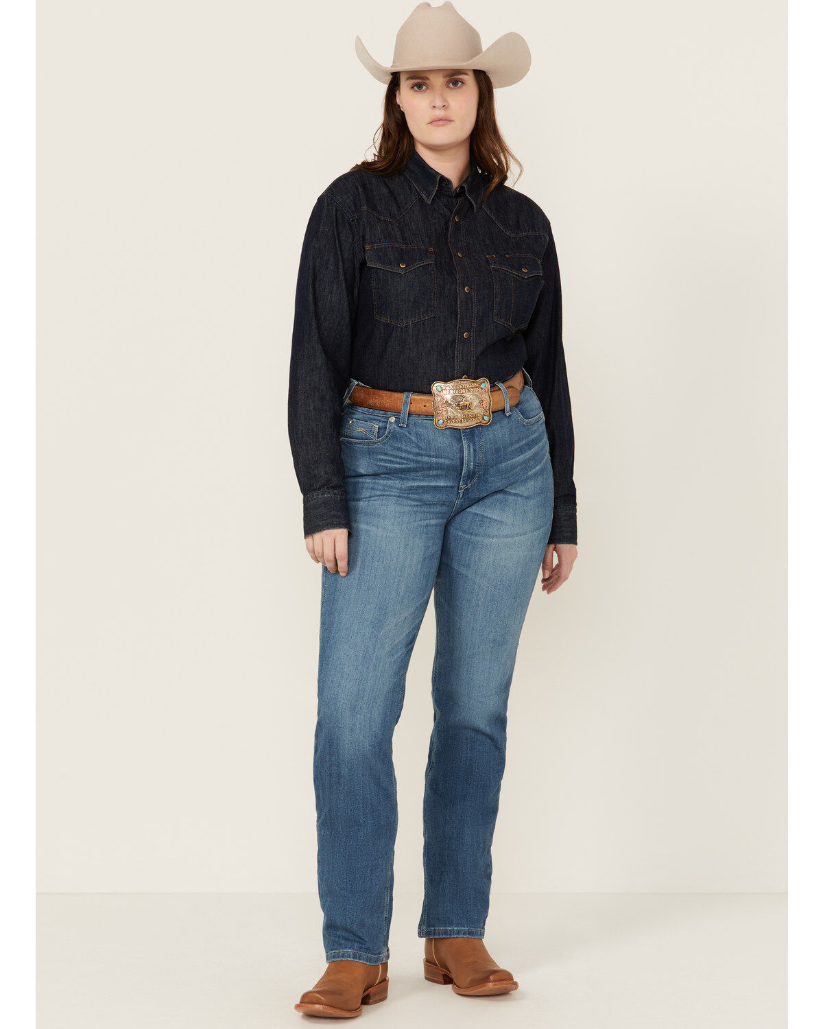 Women's Ariat Medium Wash Perfect Rise Clover Straight Jeans - Plus