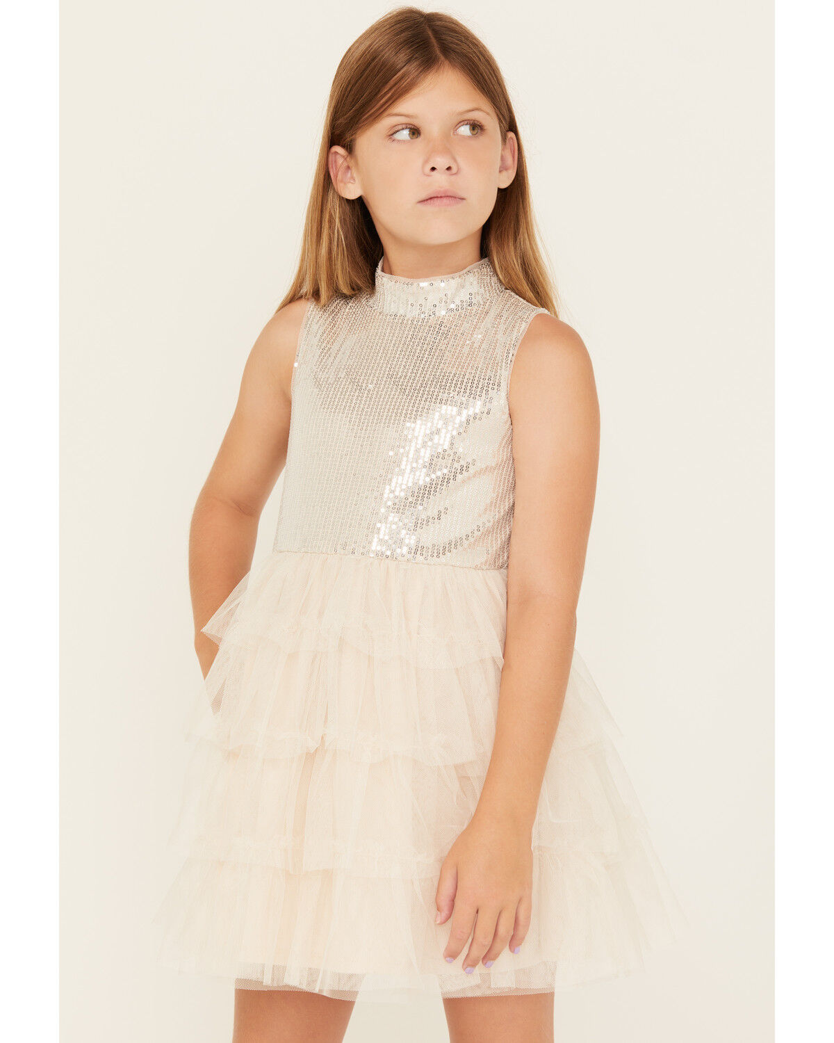 Girls' Sugar California Sequin Ruffle Sleeveless Dress