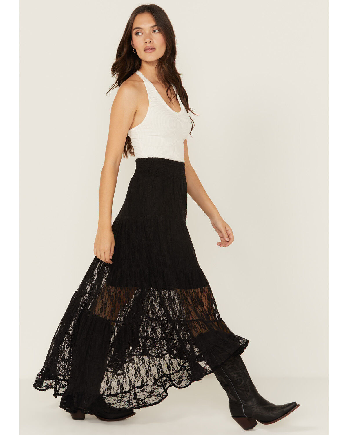 Women's Wild Moss Lace High-Low Skirt