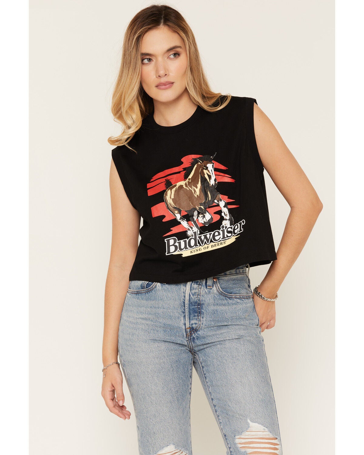 Women's Budweiser Clydesdale Print Sleeveless Graphic Tank Top