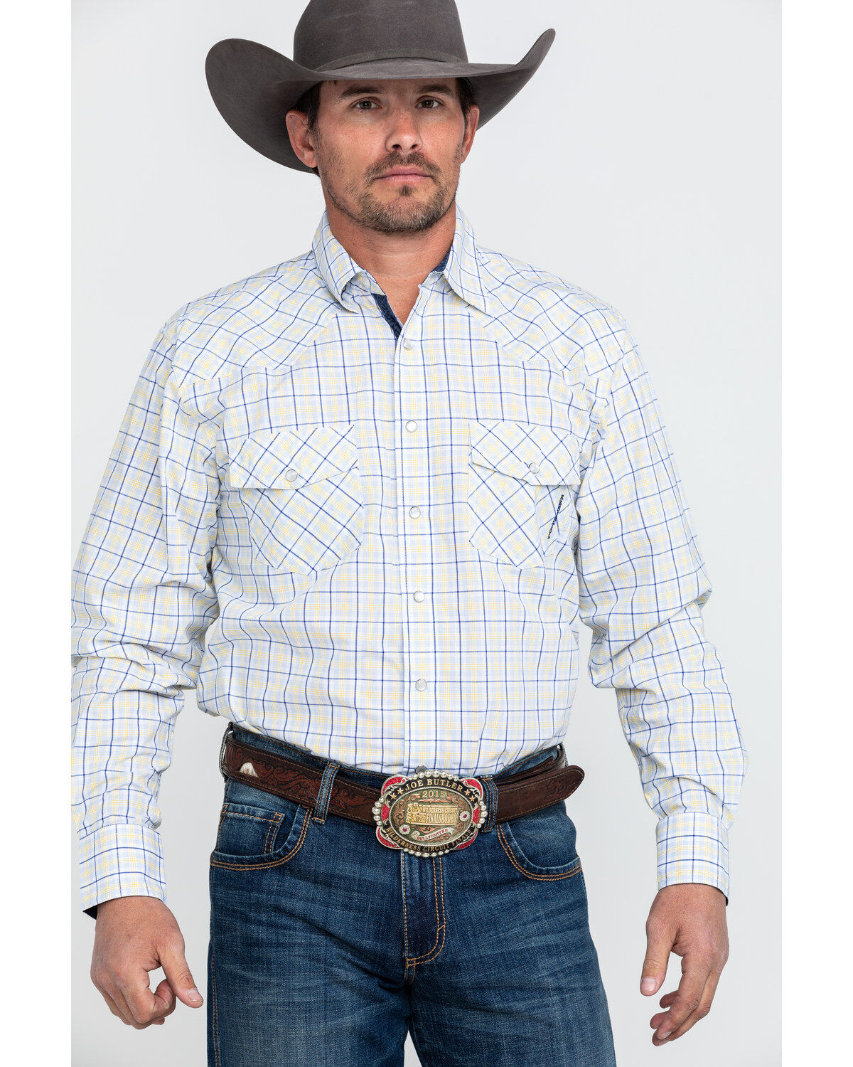 Men's Resistol American Med Plaid Long Sleeve Western Shirt