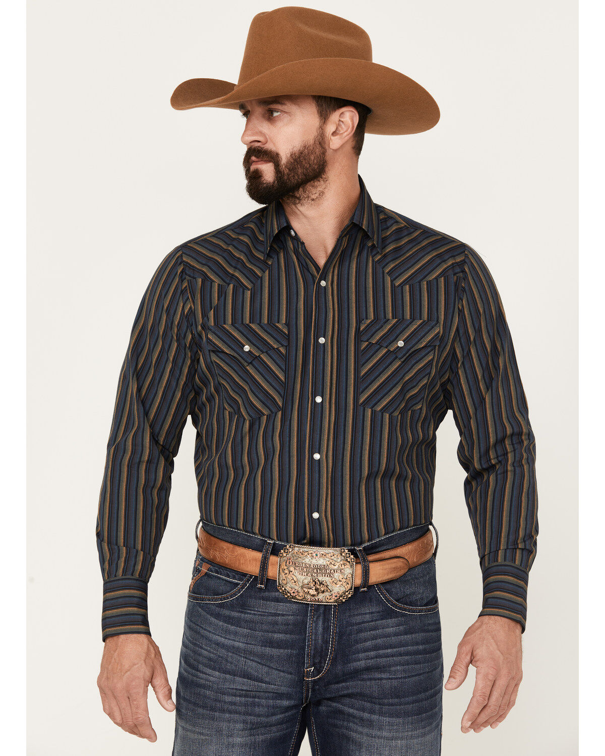 Men's Ely Walker Striped Long Sleeve Pearl Snap Western Shirt