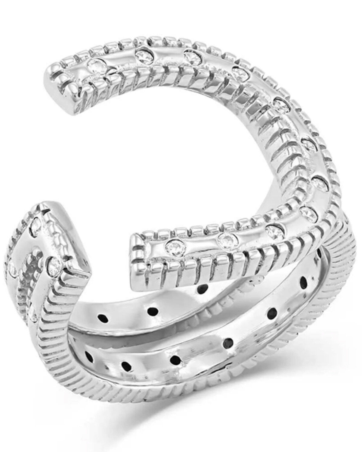 Women's Montana Silversmiths Silver In Step Crystal Open Ring