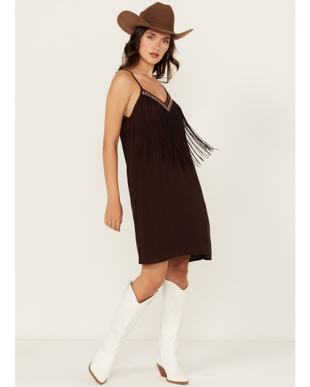 Women's Shyanne Embroidered Fringe Sleeveless Mini Dress