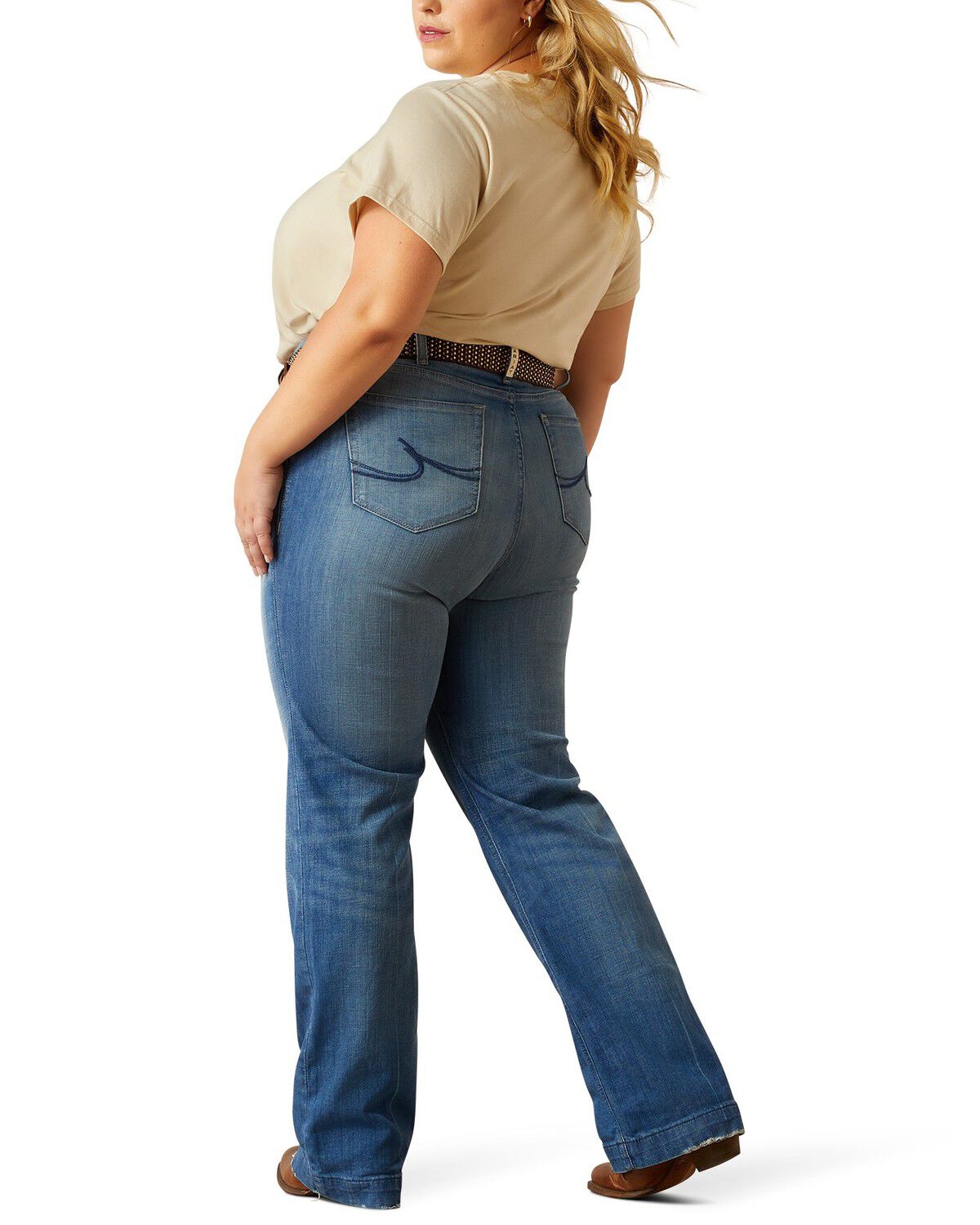 Women's Ariat Elaina Medium Wash High Rise Slim Trouser Stretch Denim