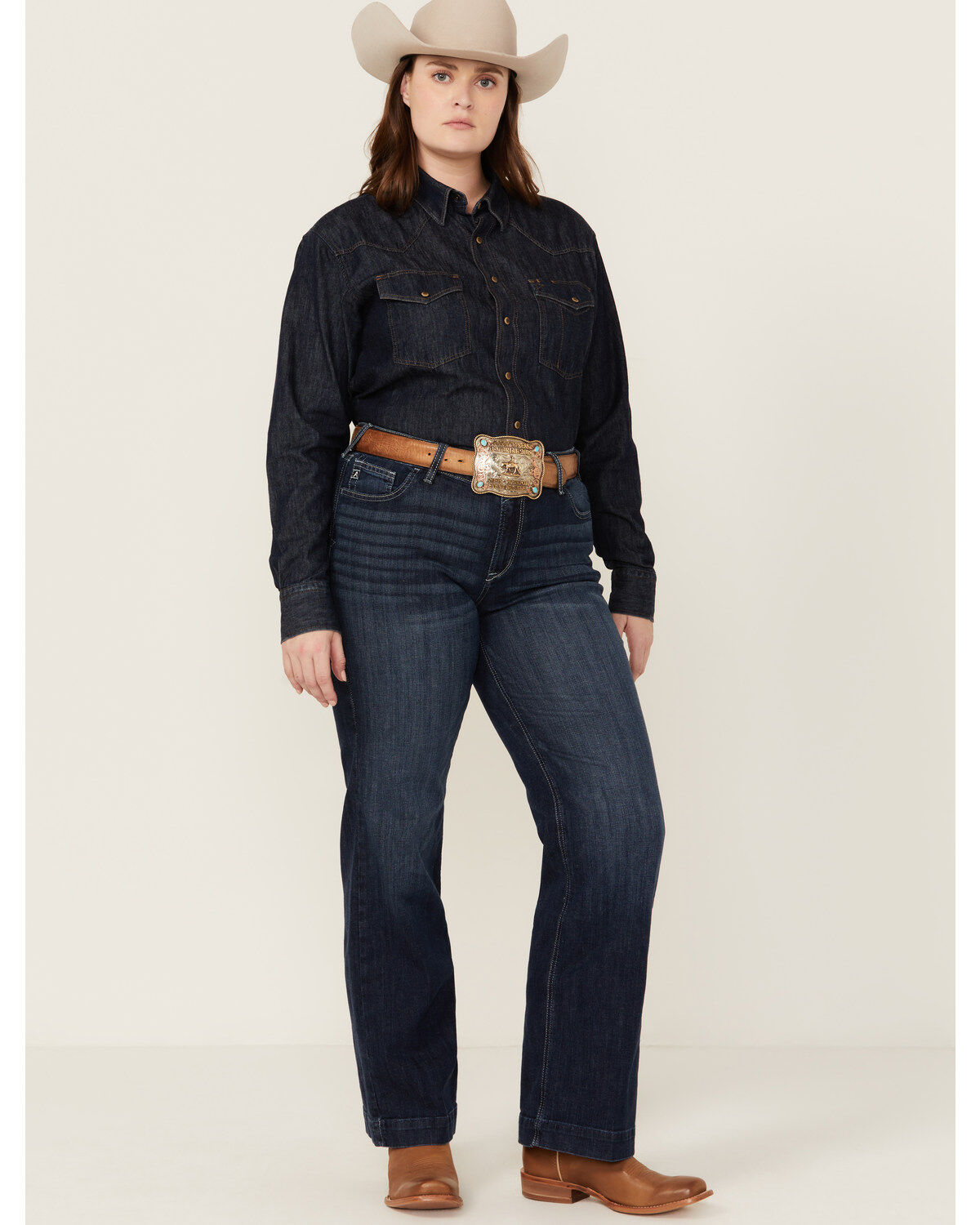 Women's Ariat Dark Wash Mid Rise Angela Trouser Jeans - Plus