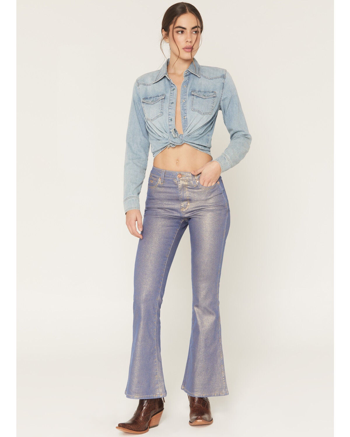 Women's Wrangler X Lainey Wilson Glitter High Rise Flare Stretch Denim