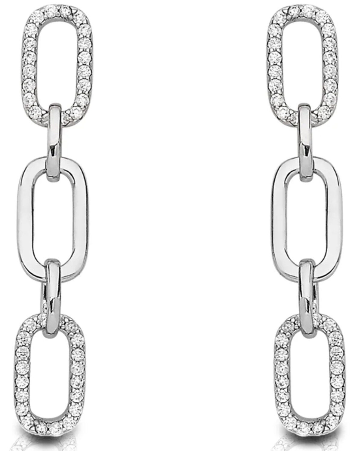 Women's Kelly Herd Silver Three-Link Paperclip Earrings