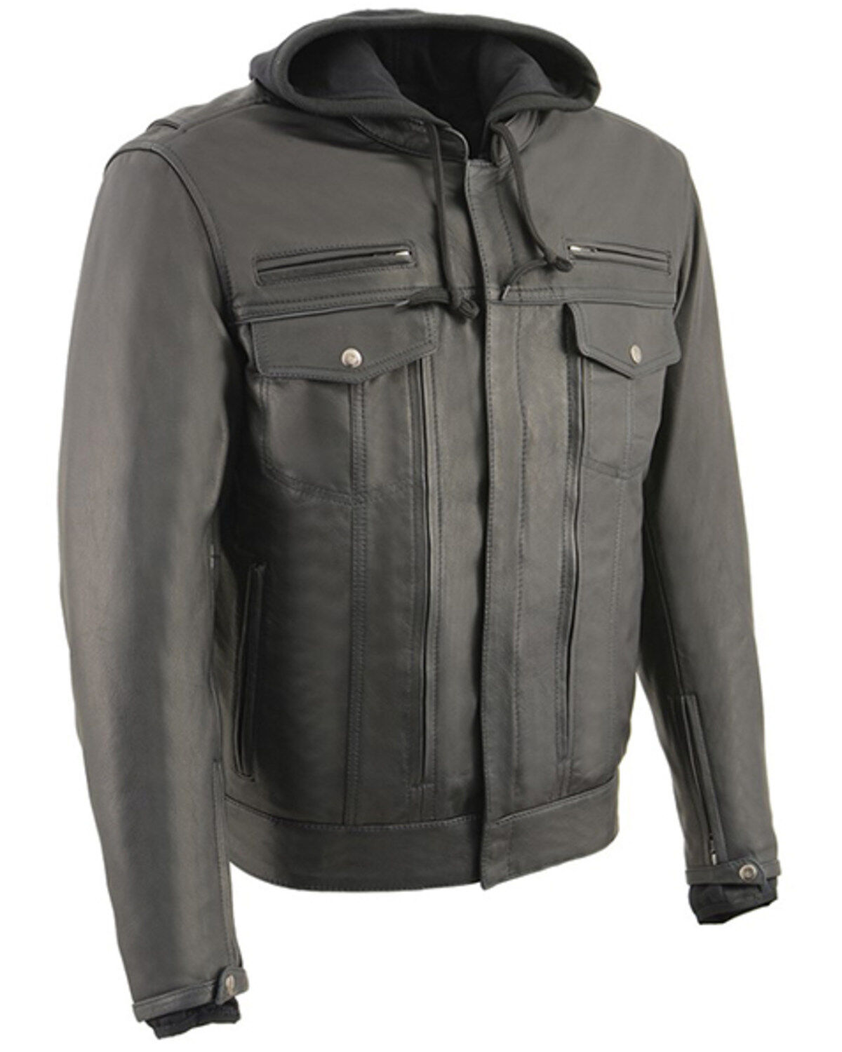 Men's Milwaukee Leather Vented Utility Pocket Leather Motorcycle Jacke