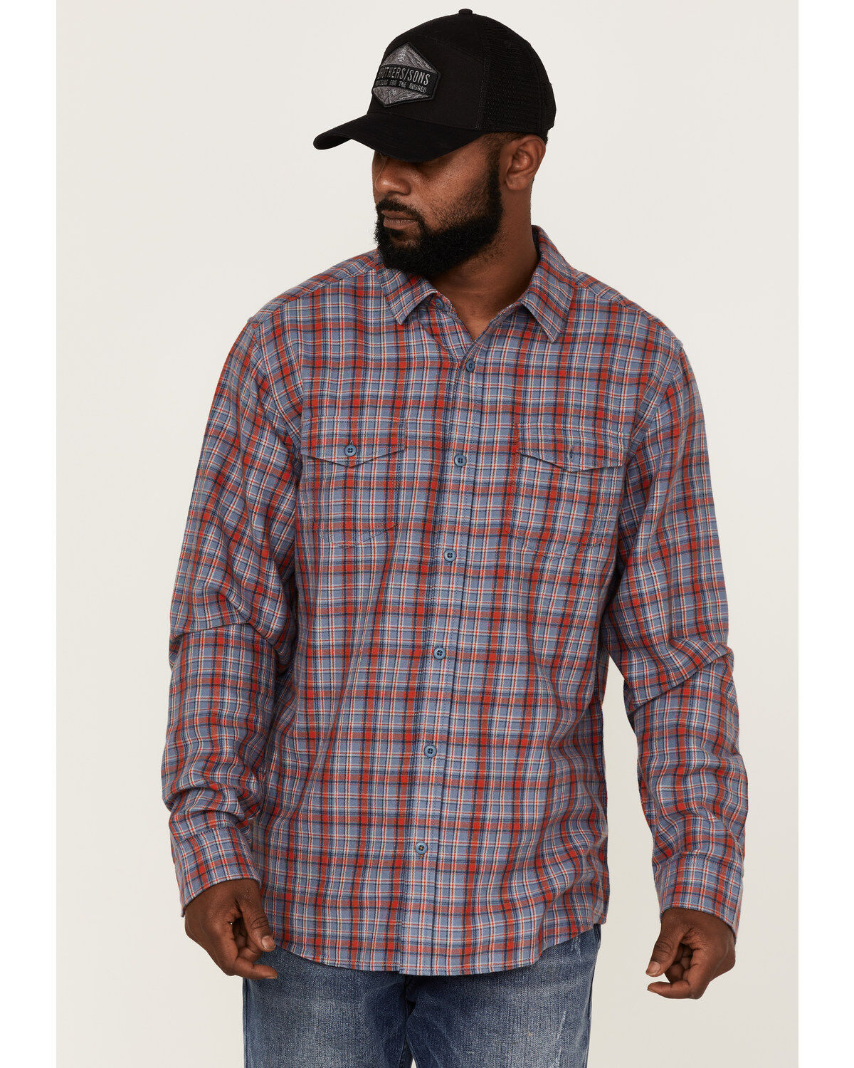 Men's Brothers and Sons Plaid Print Long Sleeve Button Down Western Sh