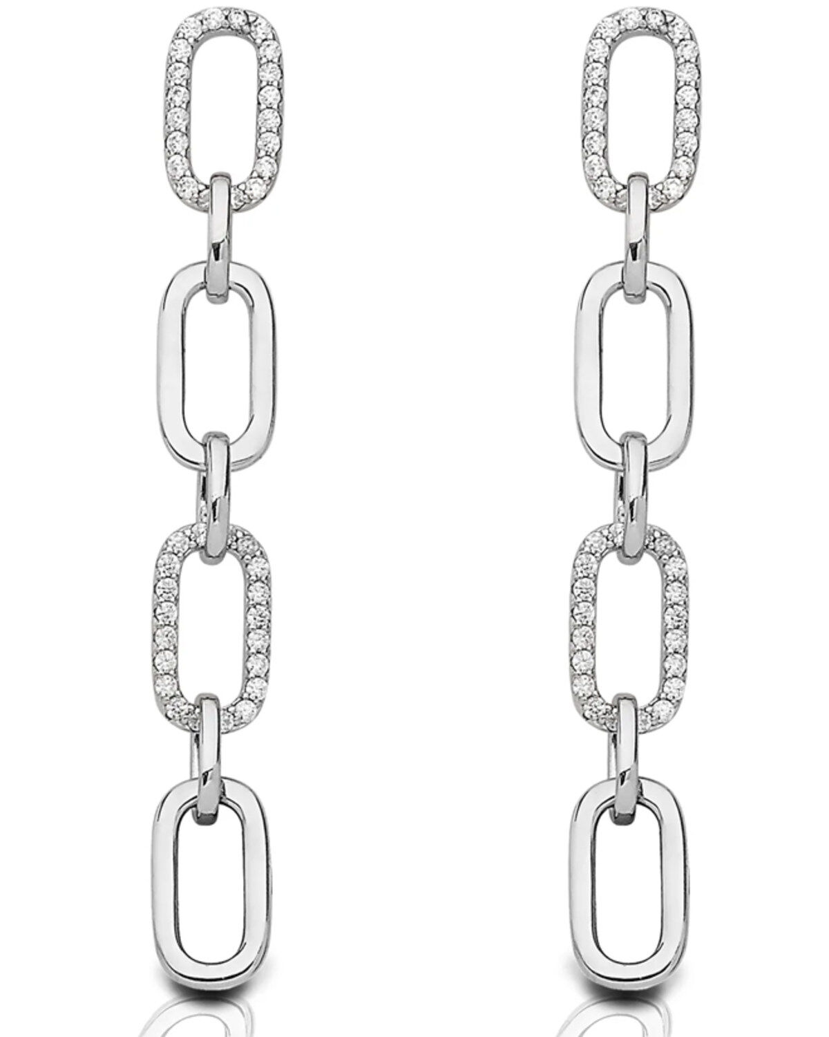 Women's Kelly Herd Silver Four-Link Paperclip Earrings