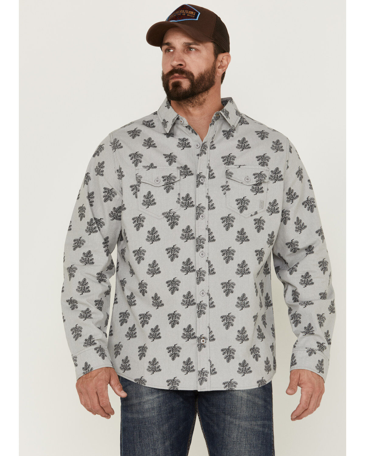 Men's Brothers and Sons All-Over Floral Print Long Sleeve Button Down