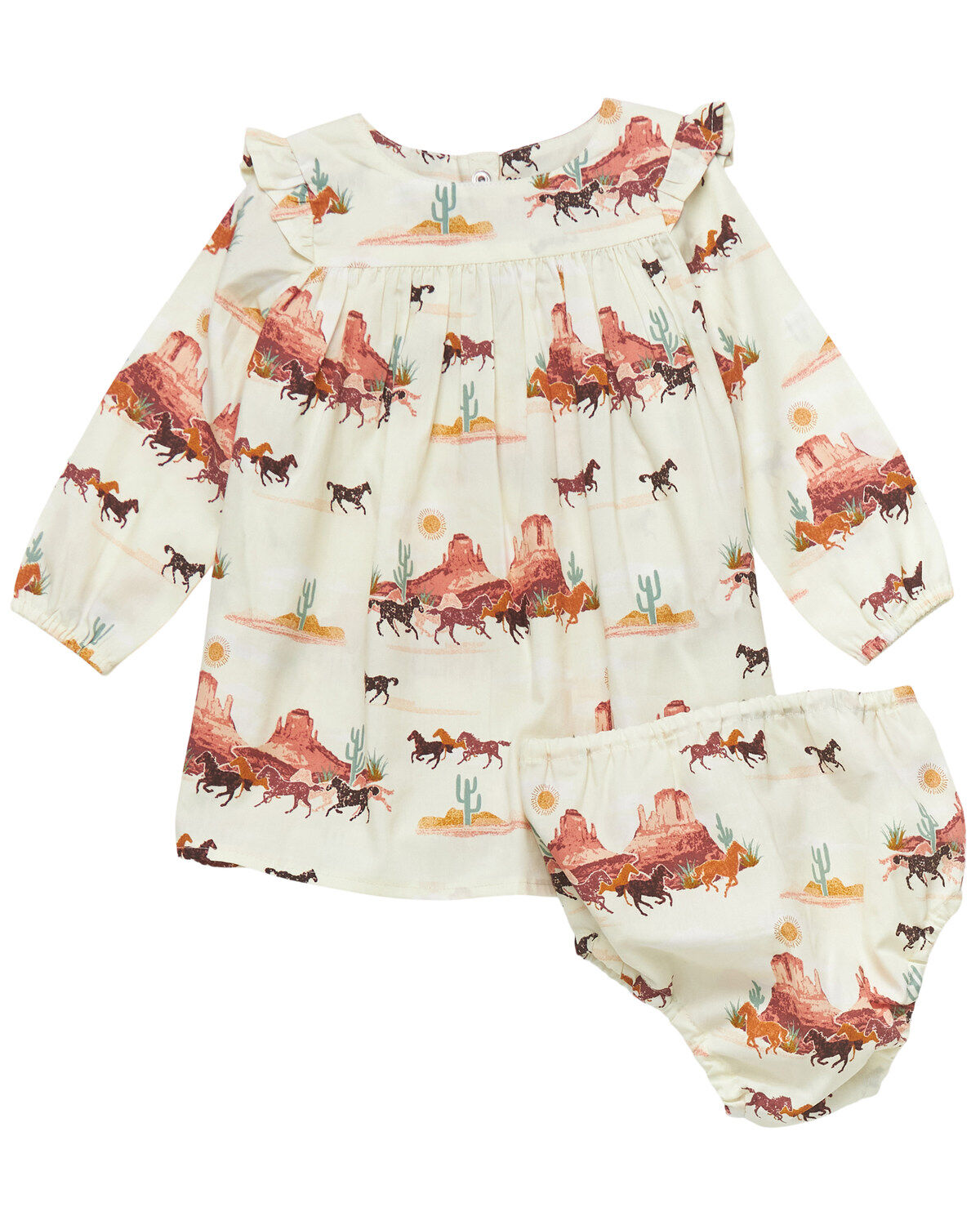 Girls' Wrangler Infant Desert Print Shirt And Diaper Cover - 2 Piece S