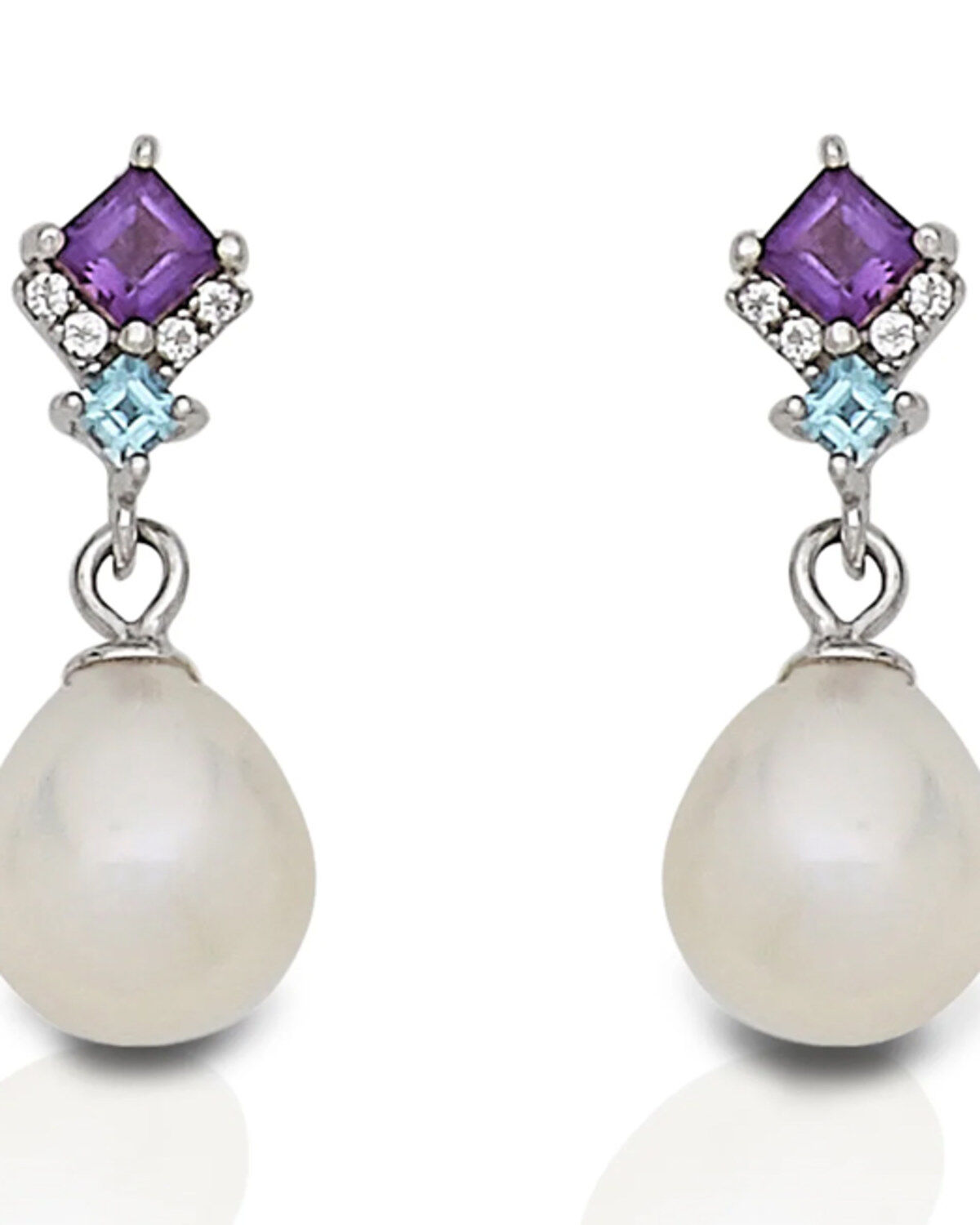 Women's Kelly Herd Amethyst & Topaz Teardrop Pearl Earrings