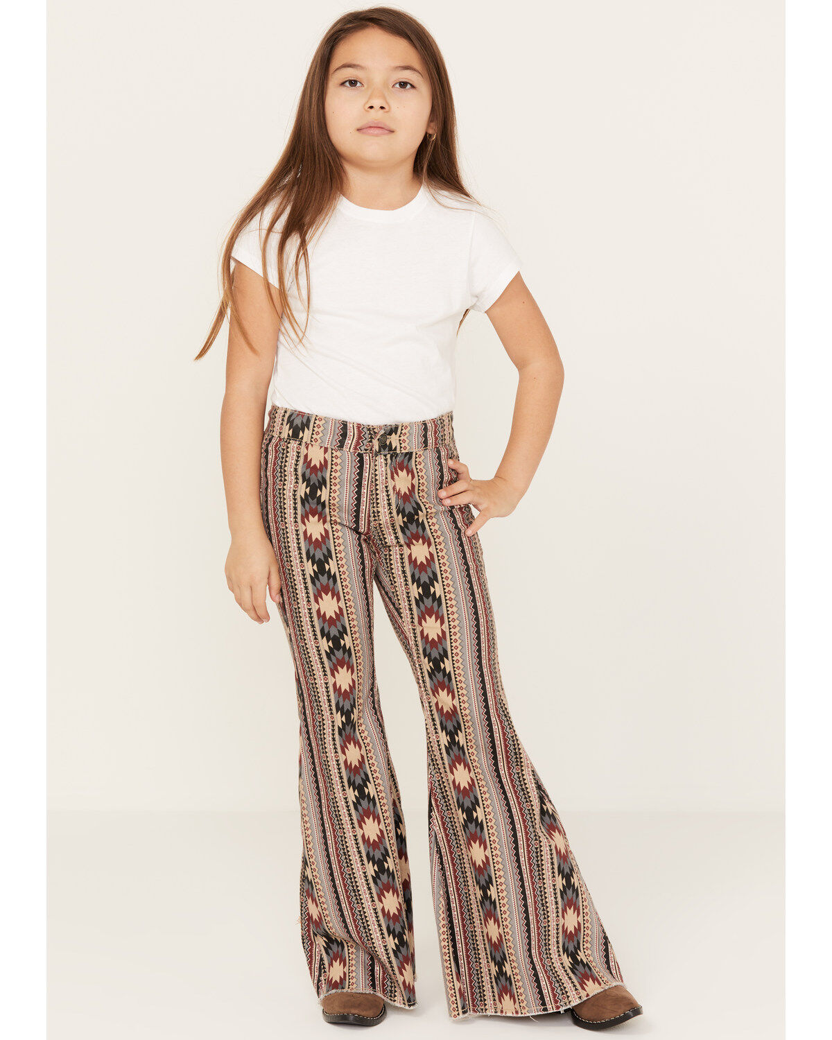 Girls' Rock & Roll Denim Southwestern Stripe Print Flare Jeans
