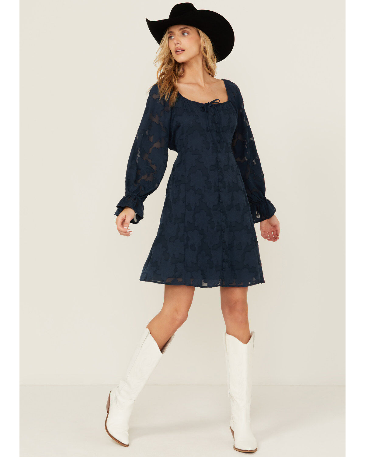 Women's Shyanne Floral Print Long Sleeve Button-Down Mini Dress