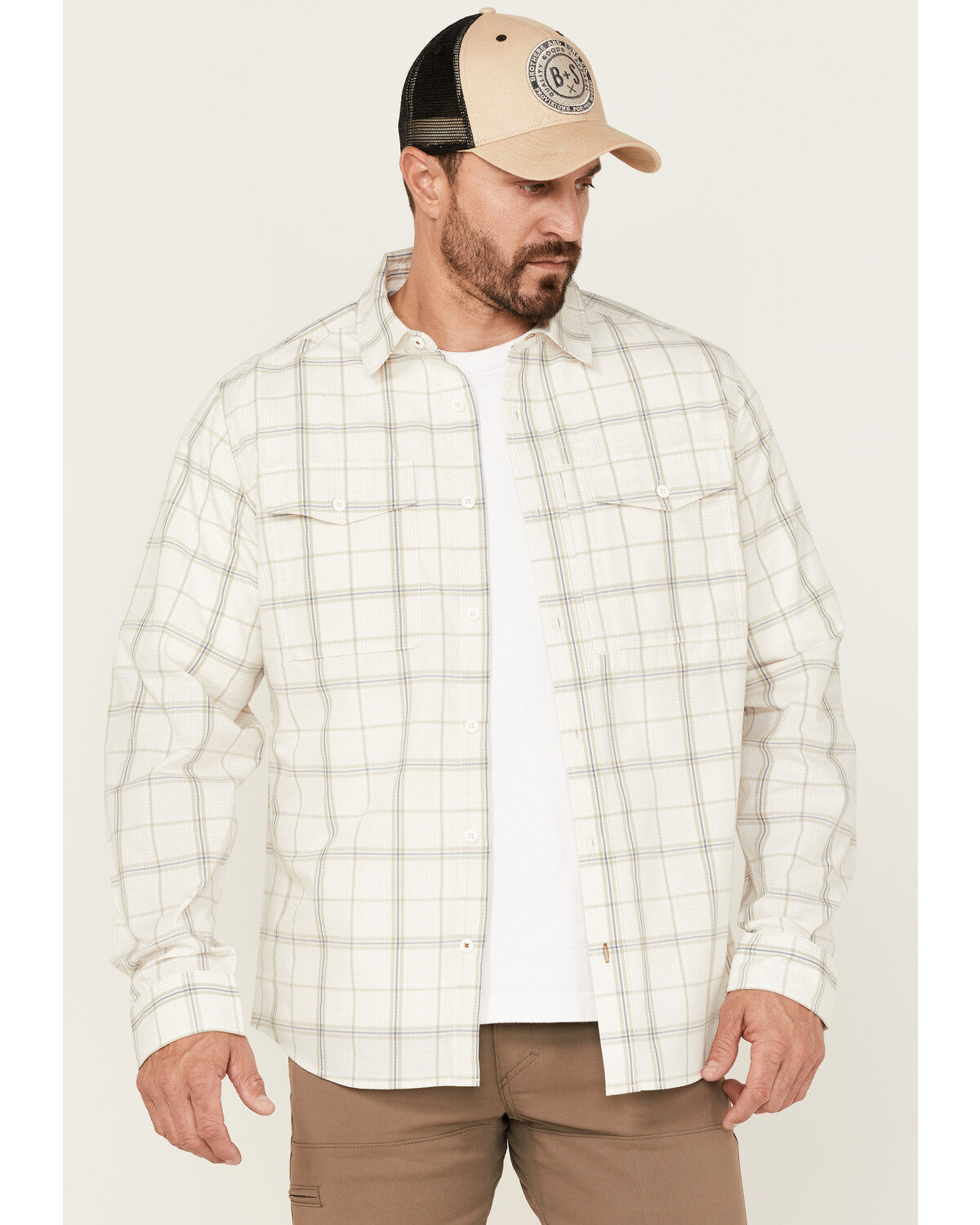 Men's Brothers and Sons Large Plaid Print Performance Long Sleeve Butt