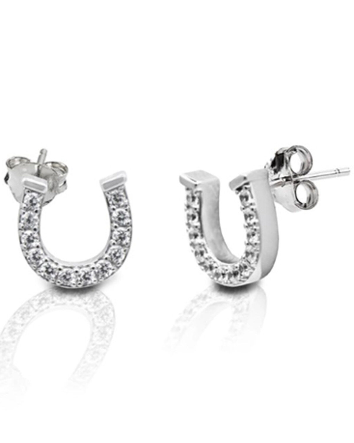 Women's Kelly Herd Silver Pavé Horseshoe Stud Earrings