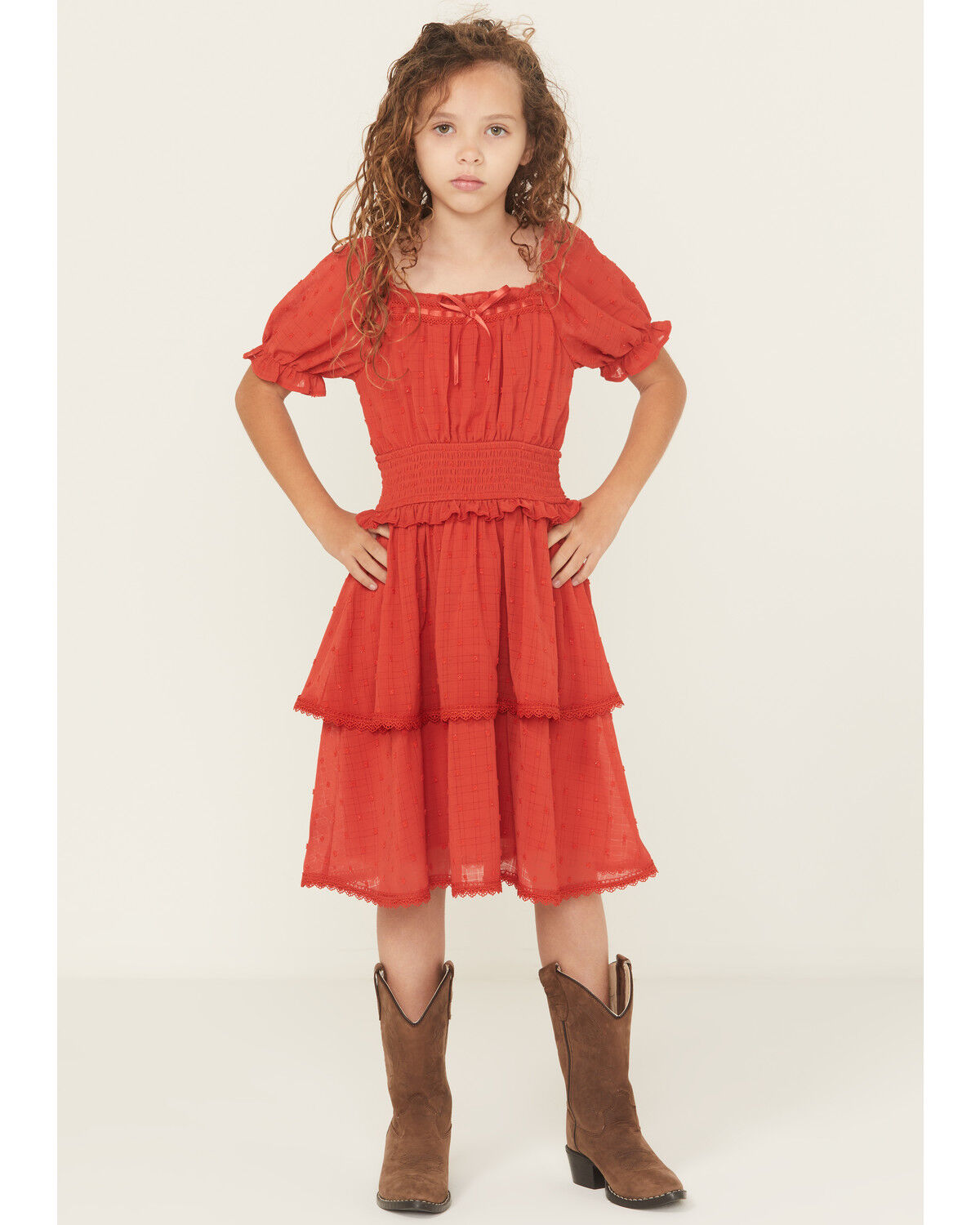 Girls' Ash & Violet Chiffon Dot Short Sleeve Mini Dress