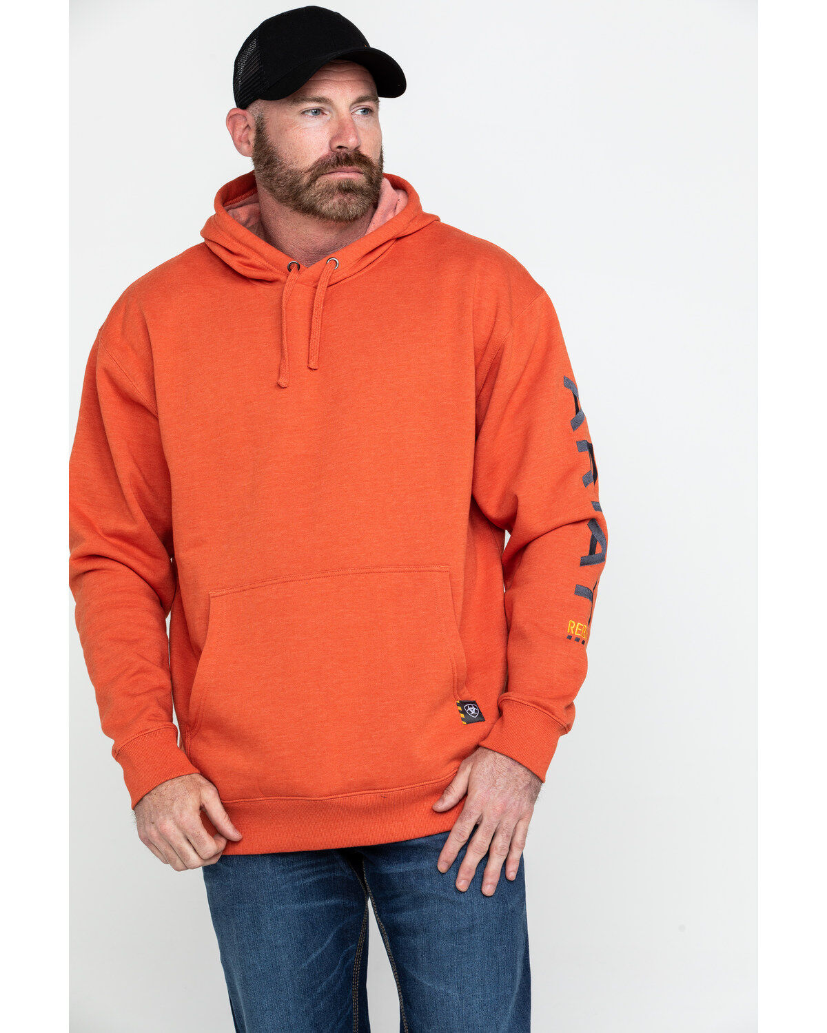 Men's Ariat Volcanic Heather Rebar Graphic Hooded Work Sweatshirt