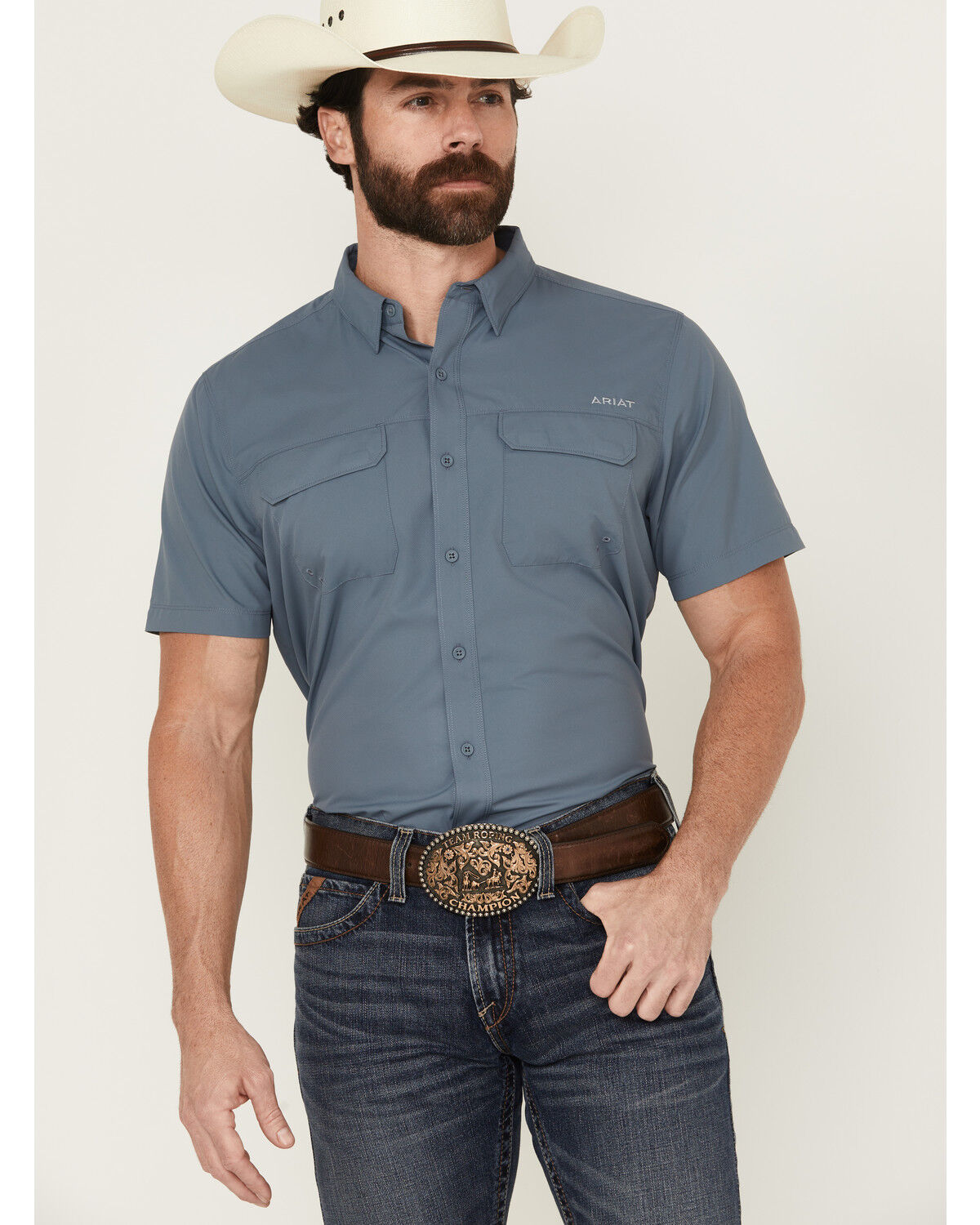 Men's Ariat VentTEK Outbound Solid Short Sleeve Button-Down Performanc