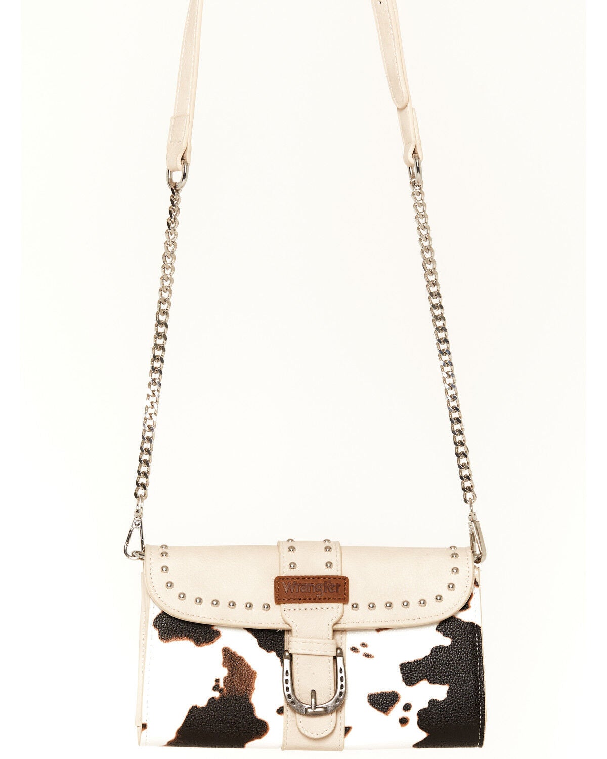 Women's Wrangler X Boot Barn Cow Print Buckle Clutch