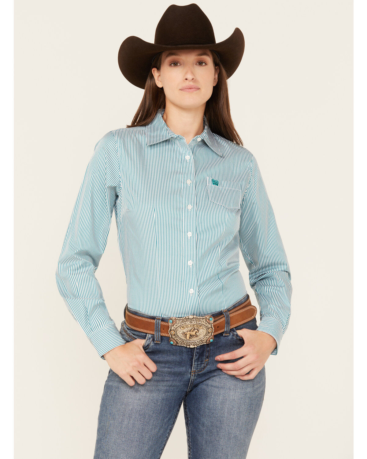Women's Cinch TENCEL Striped Long Sleeve Button-Down Western Core Shi