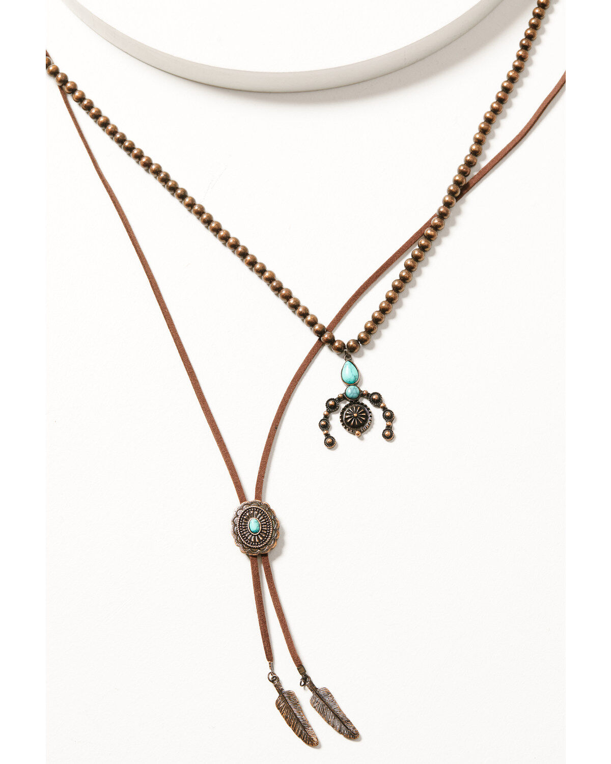 Women's Shyanne Mystic Skies Feather Concho Layered Bolo Necklace
