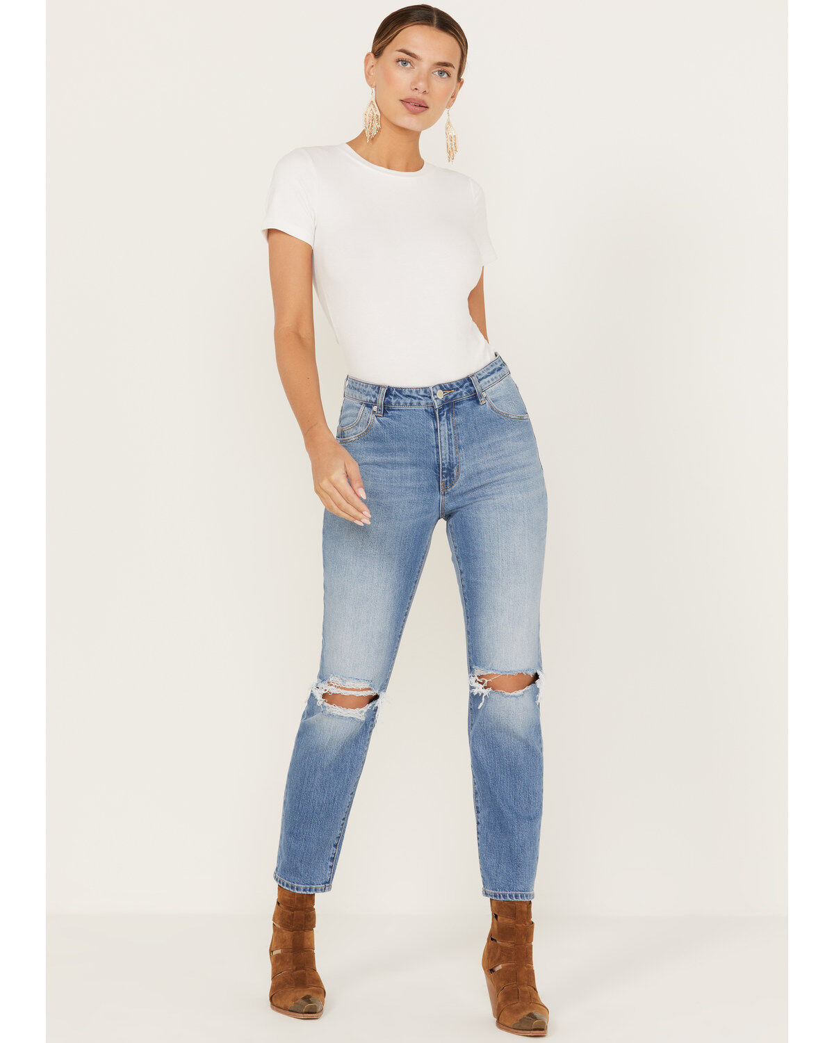 Women's Rolla's Medium Wash Mid Rise Miller Cropped Jeans