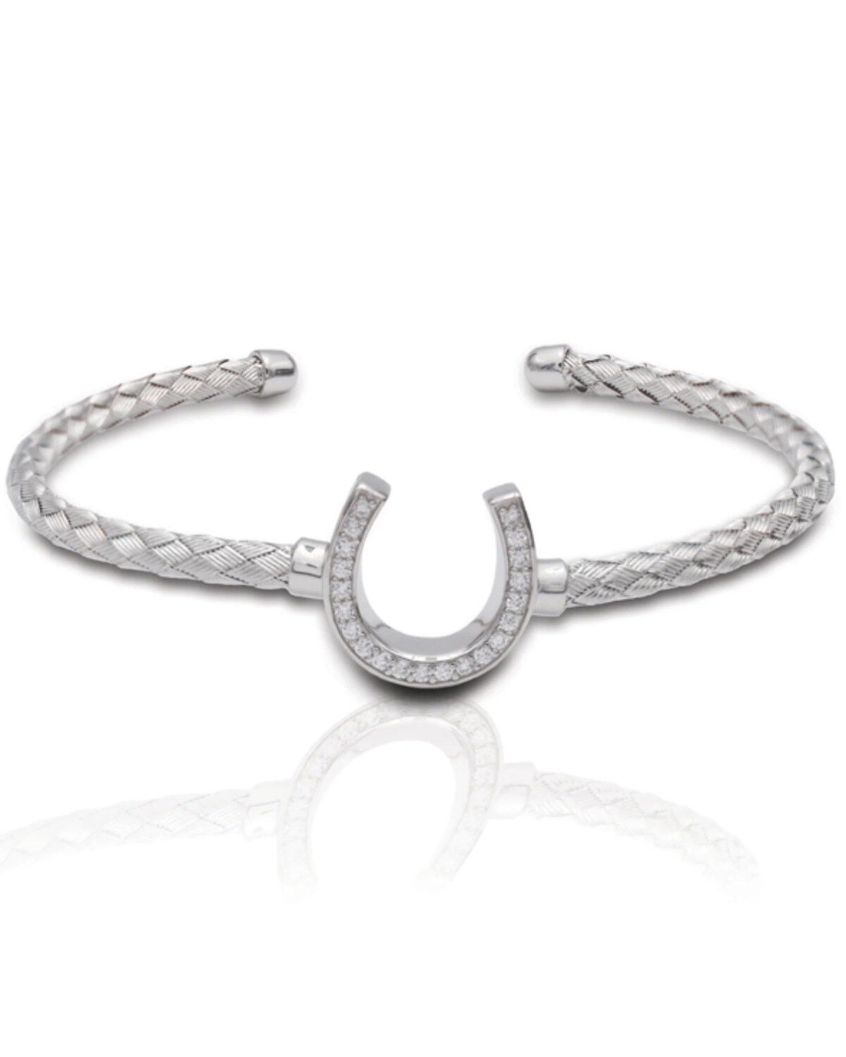 Women's Kelly Herd Silver Italian Weave Horseshoe Cuff Bracelet