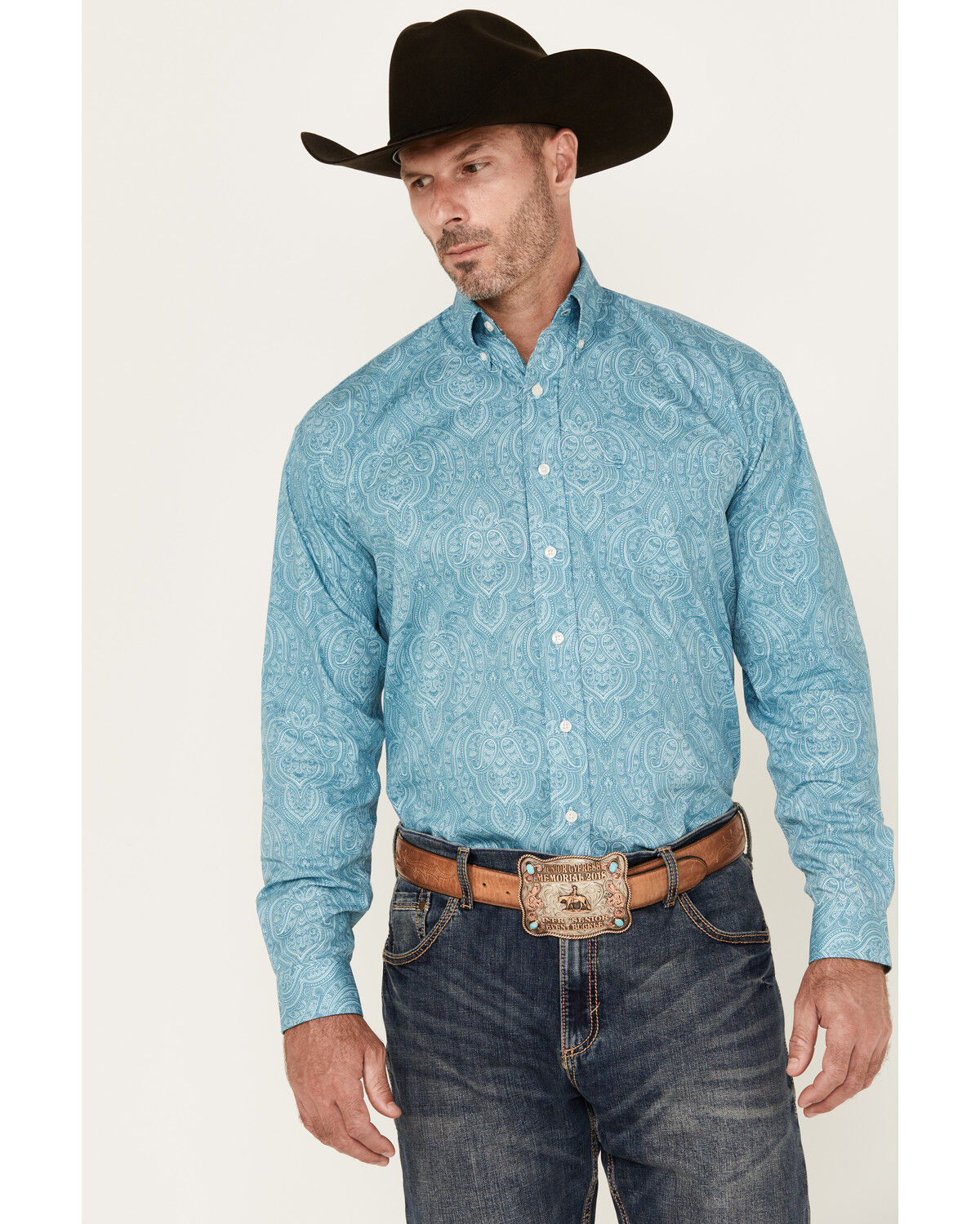 Men's Stetson Paisley Print Long Sleeve Button-Down Western Shirt