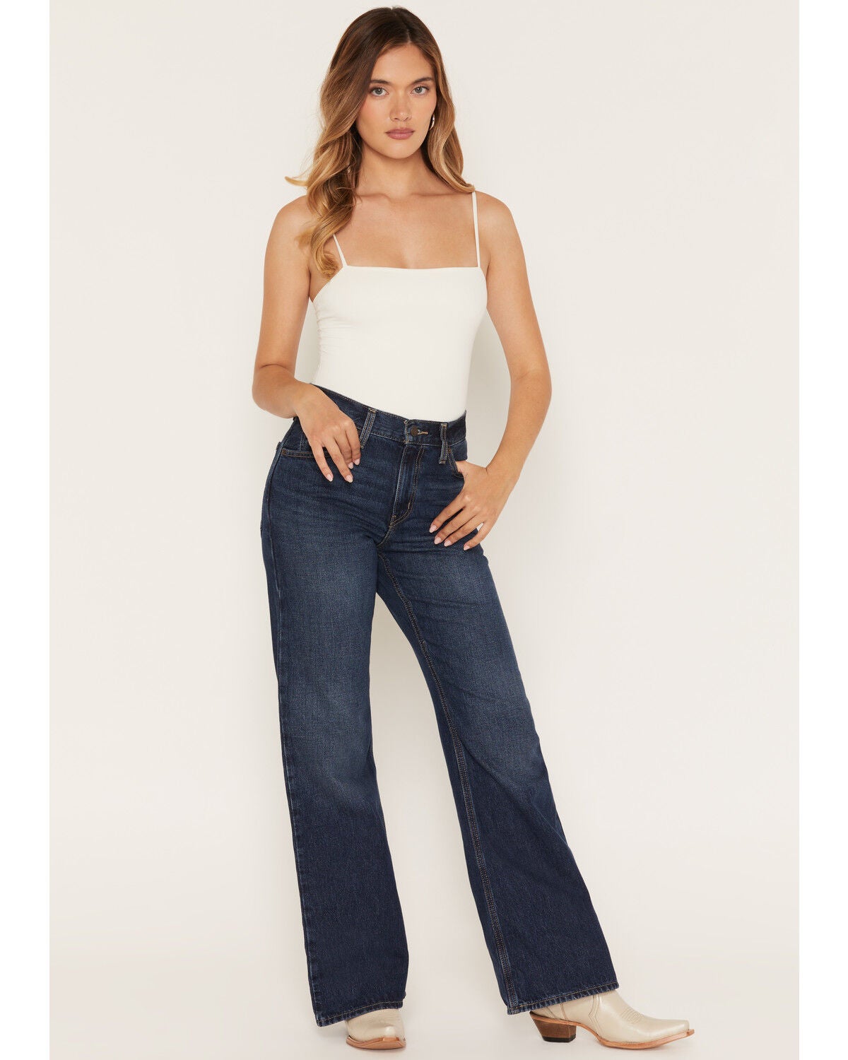 Women's Levi's Dark Wash Mid Rise Loose Bootcut Denim Jeans