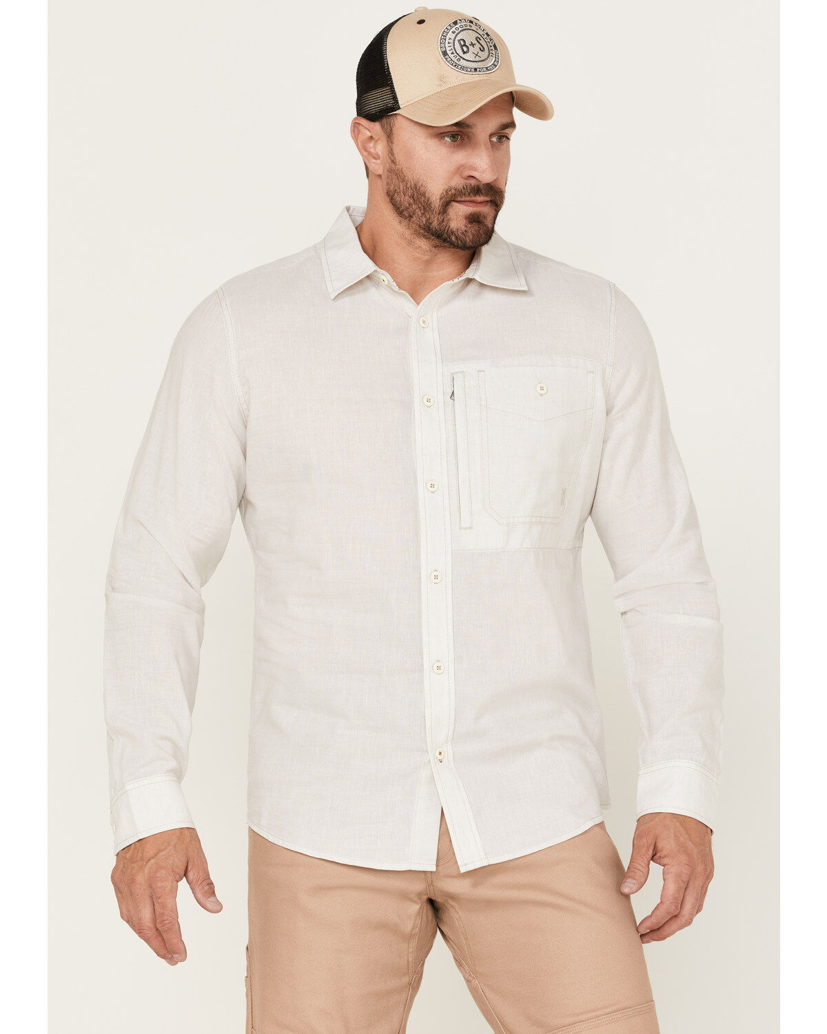 Men's Brothers and Sons Performance Solid Long Sleeve Button Down West