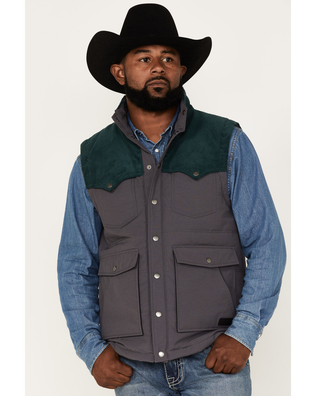 Men's Rock & Roll Denim Vintage 46 Color Block Vest