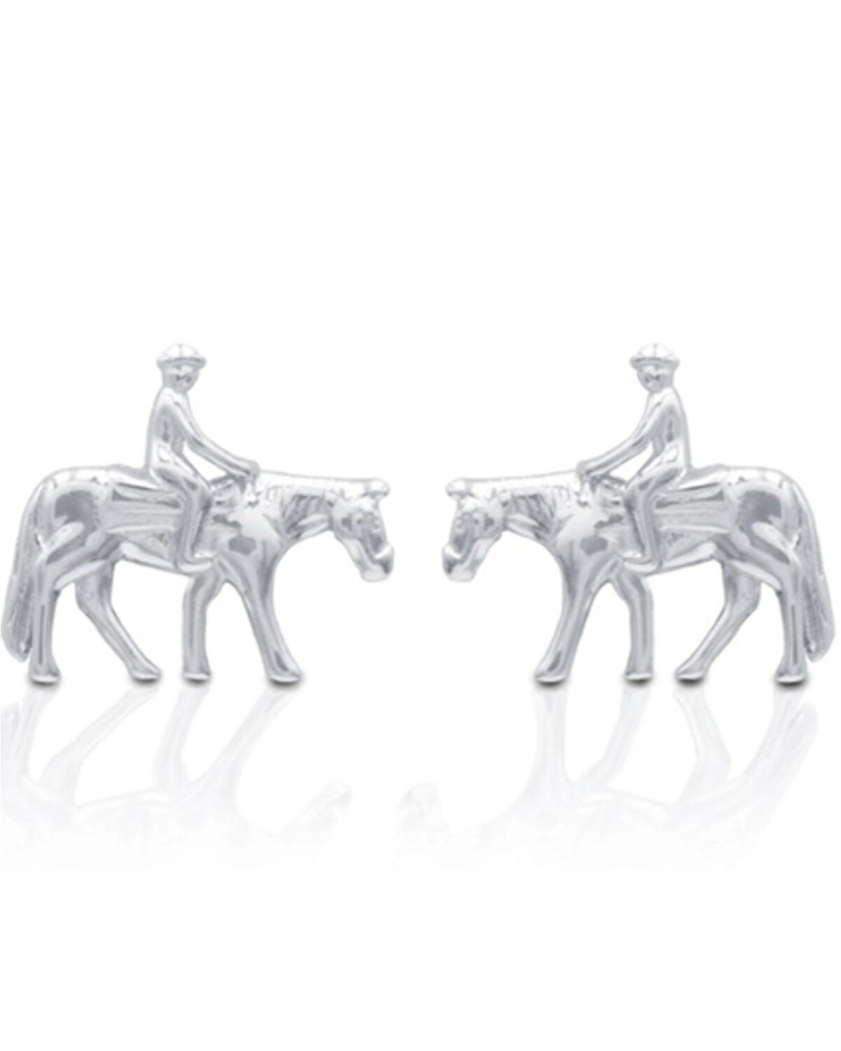 Women's Kelly Herd Silver Western Horse & Rider Stud Earrings