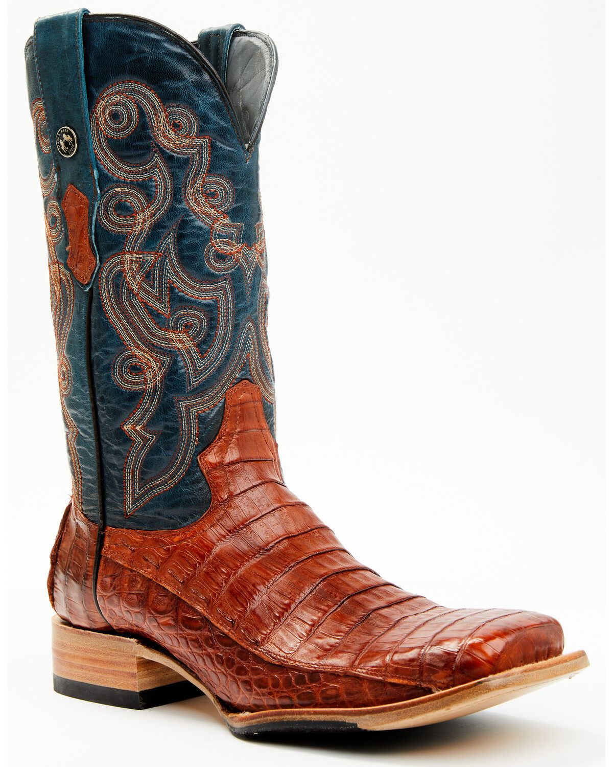 Men's Tanner Mark Exotic Caiman Belly Western Boots - Broad Square Toe