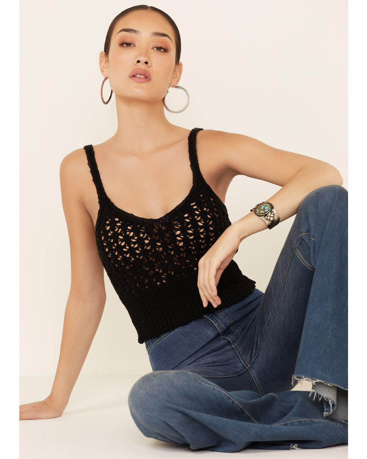Women's HYFVE Ribbed Bottom Crochet Crop Cami