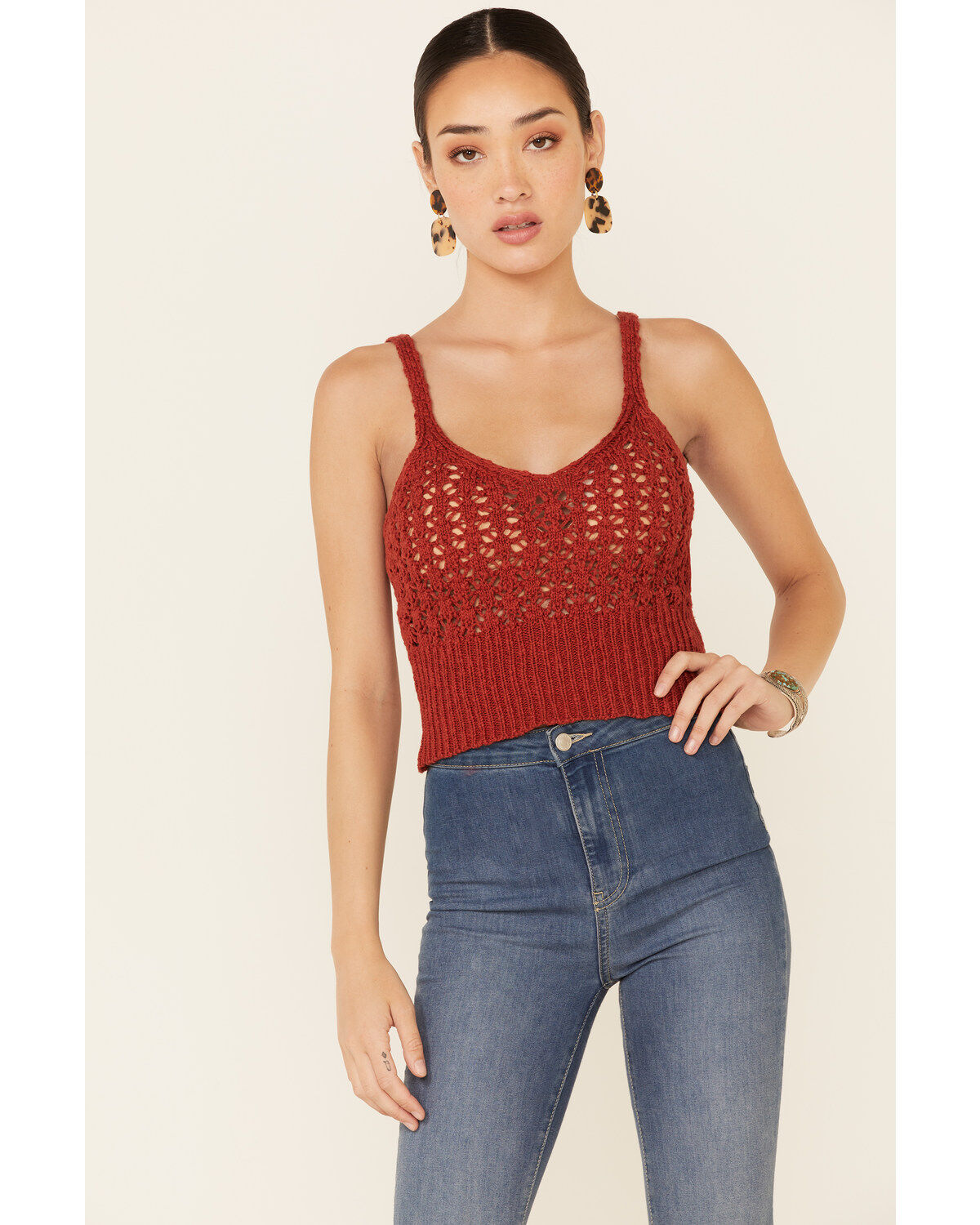 Women's HYFVE Ribbed Bottom Crochet Crop Cami