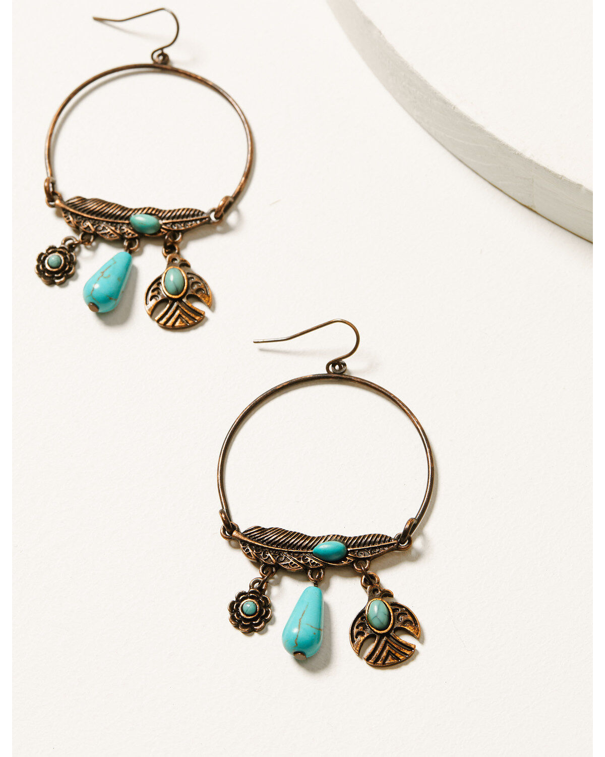 Women's Shyanne Mystic Skies Feather Hoop Charm Earrings